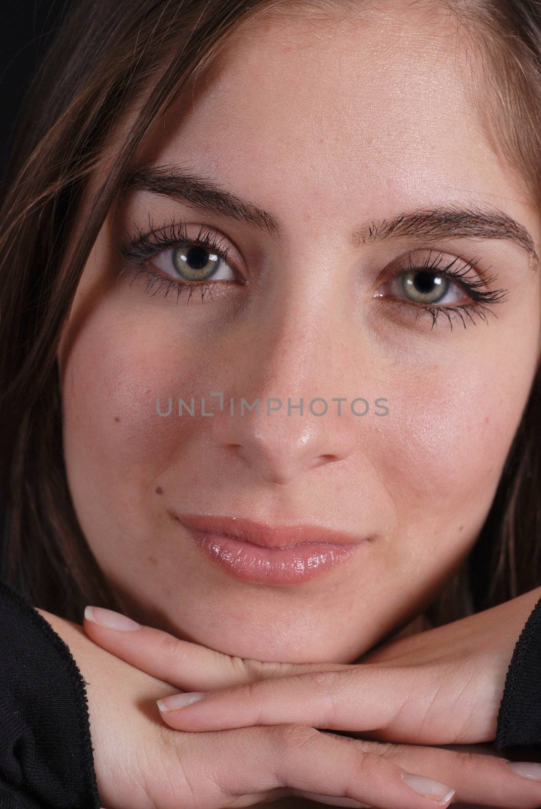 Beauty shot of a brunette woman