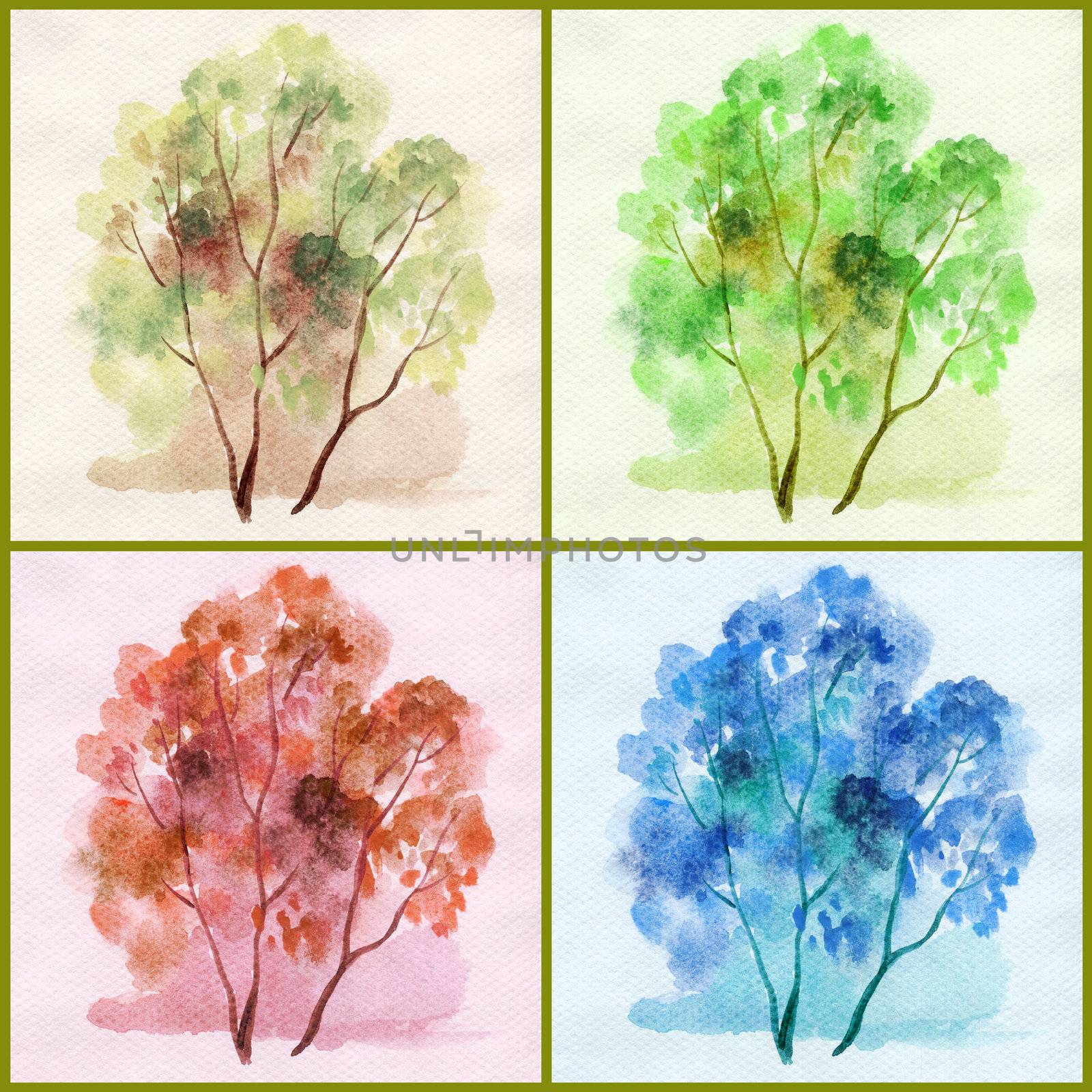 Water colour, trees by alexcoolok