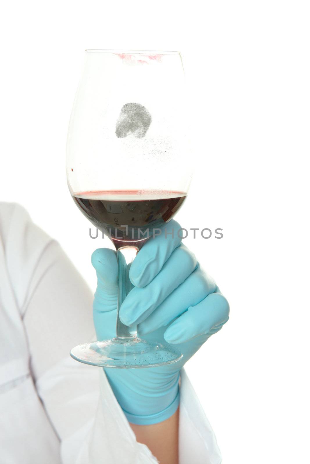 A fingerprint on a wine glass.