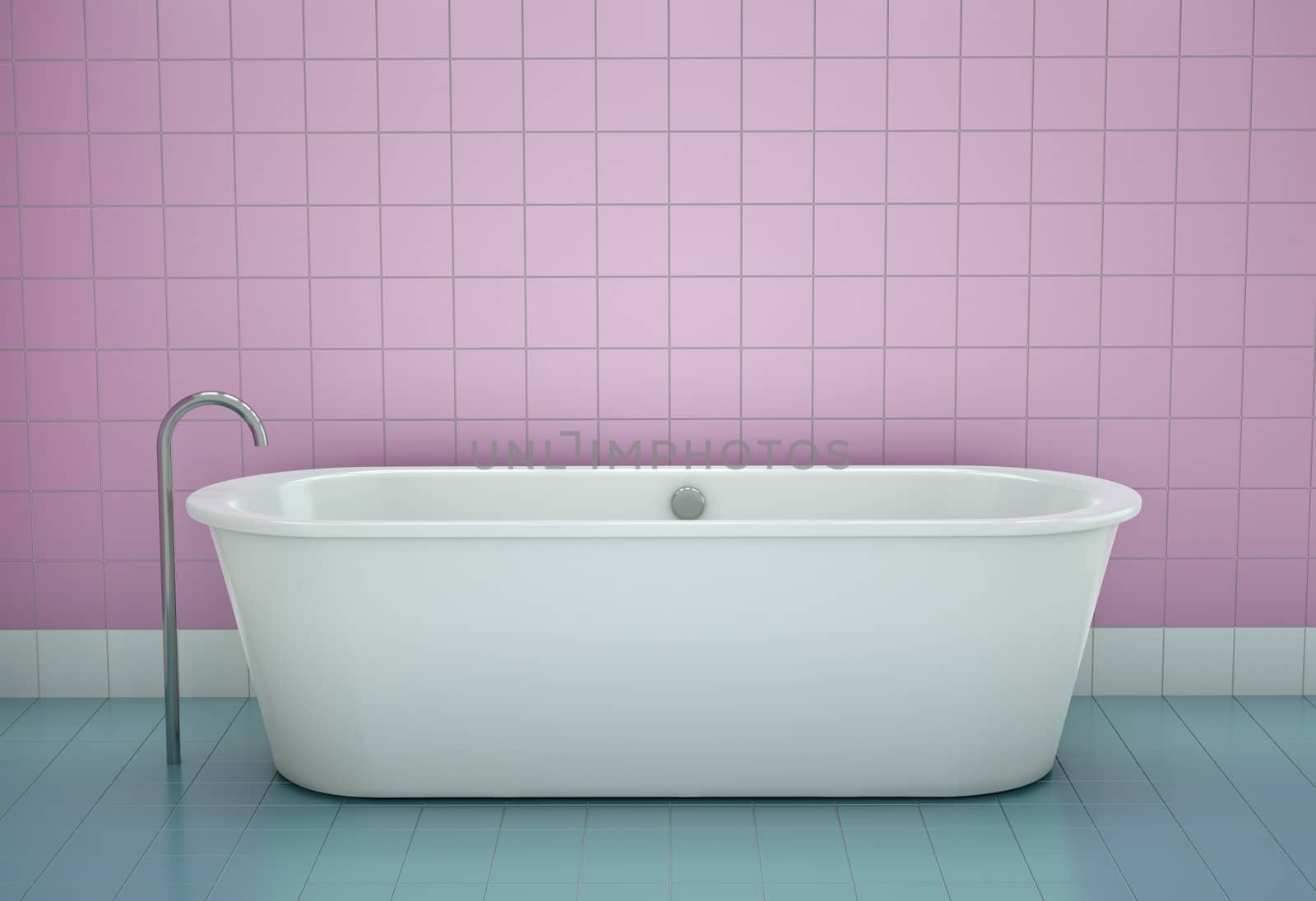 Bathtub in a bathroom. 3D render.