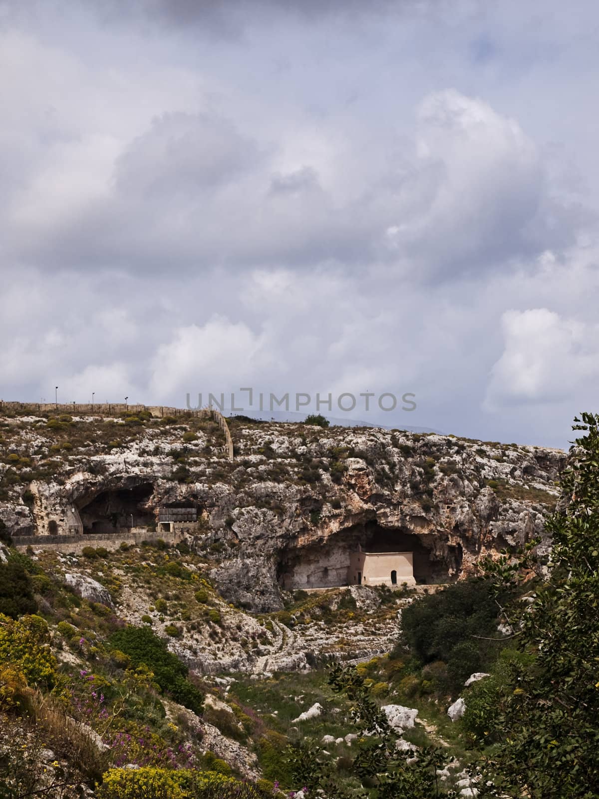 Famous valley in Malta where a chapel is built in a large cave