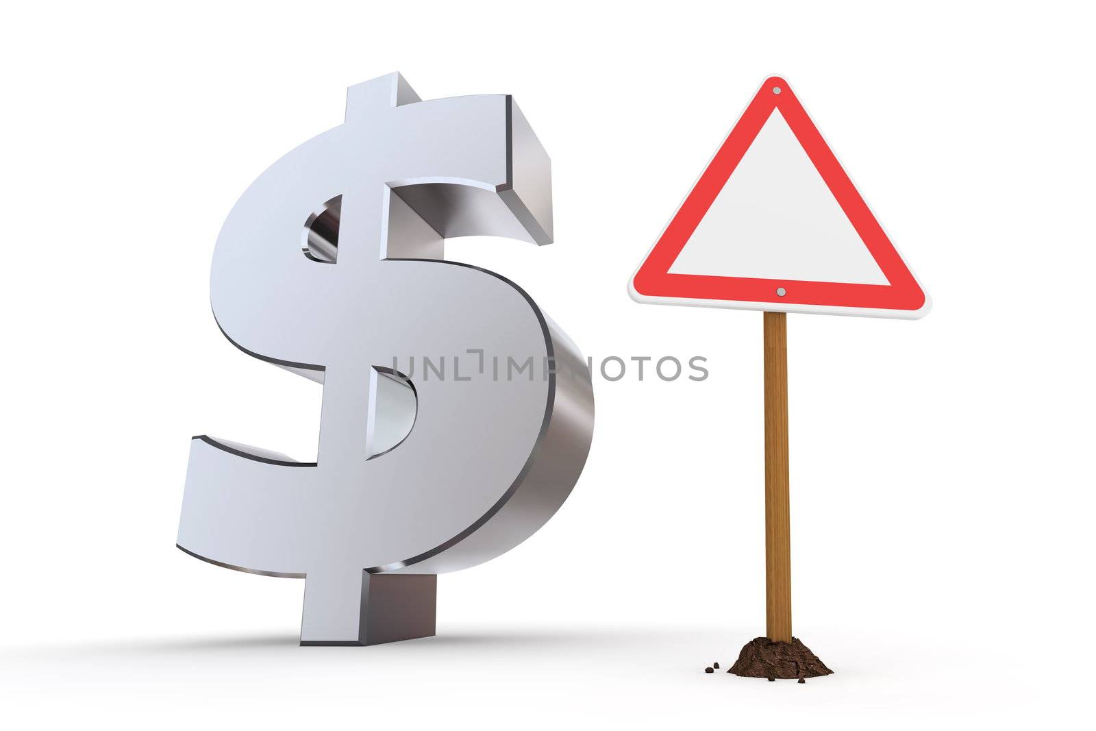 Dollar with Triangular Warning Sign by PixBox