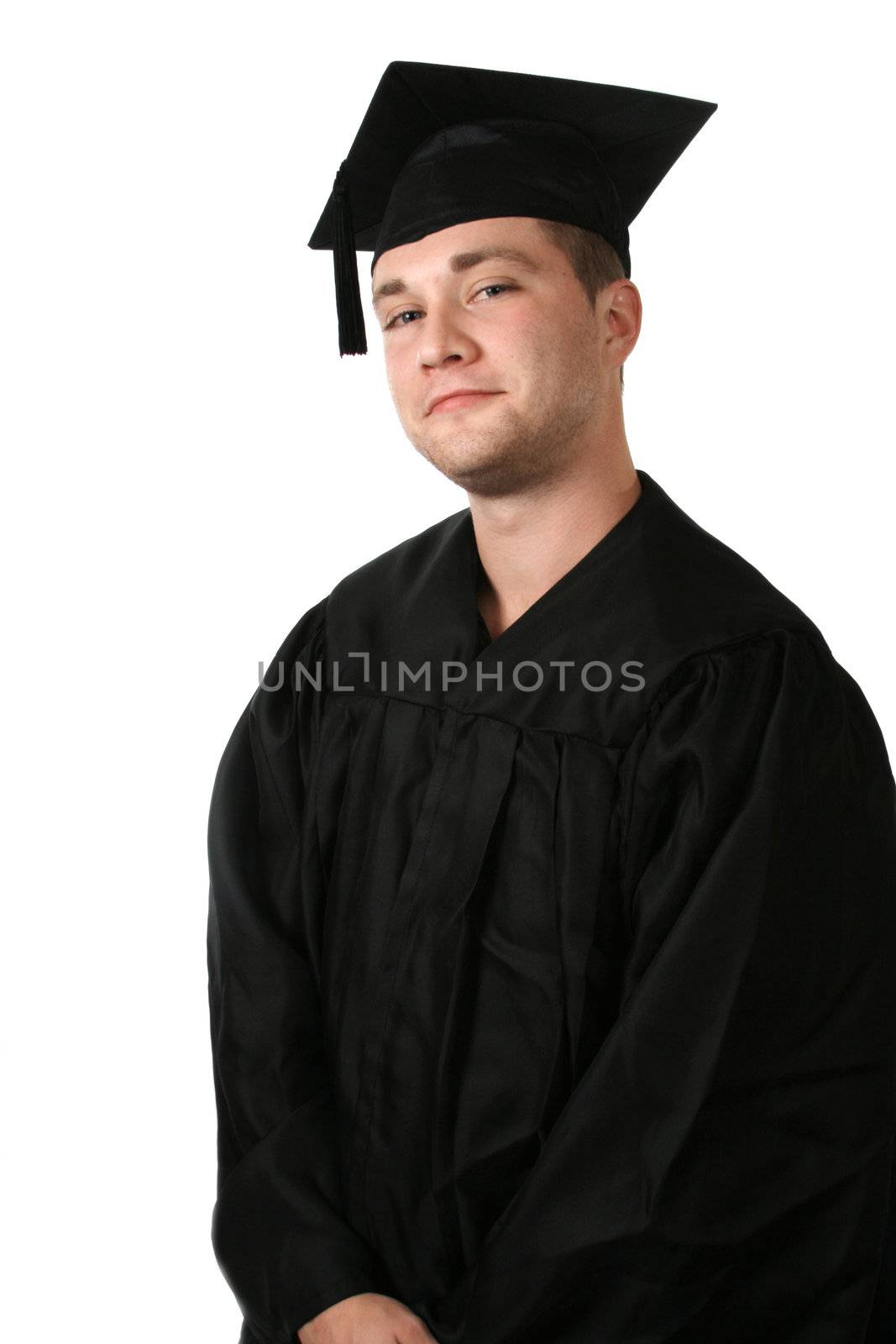 A man in a graduation cap and gown
