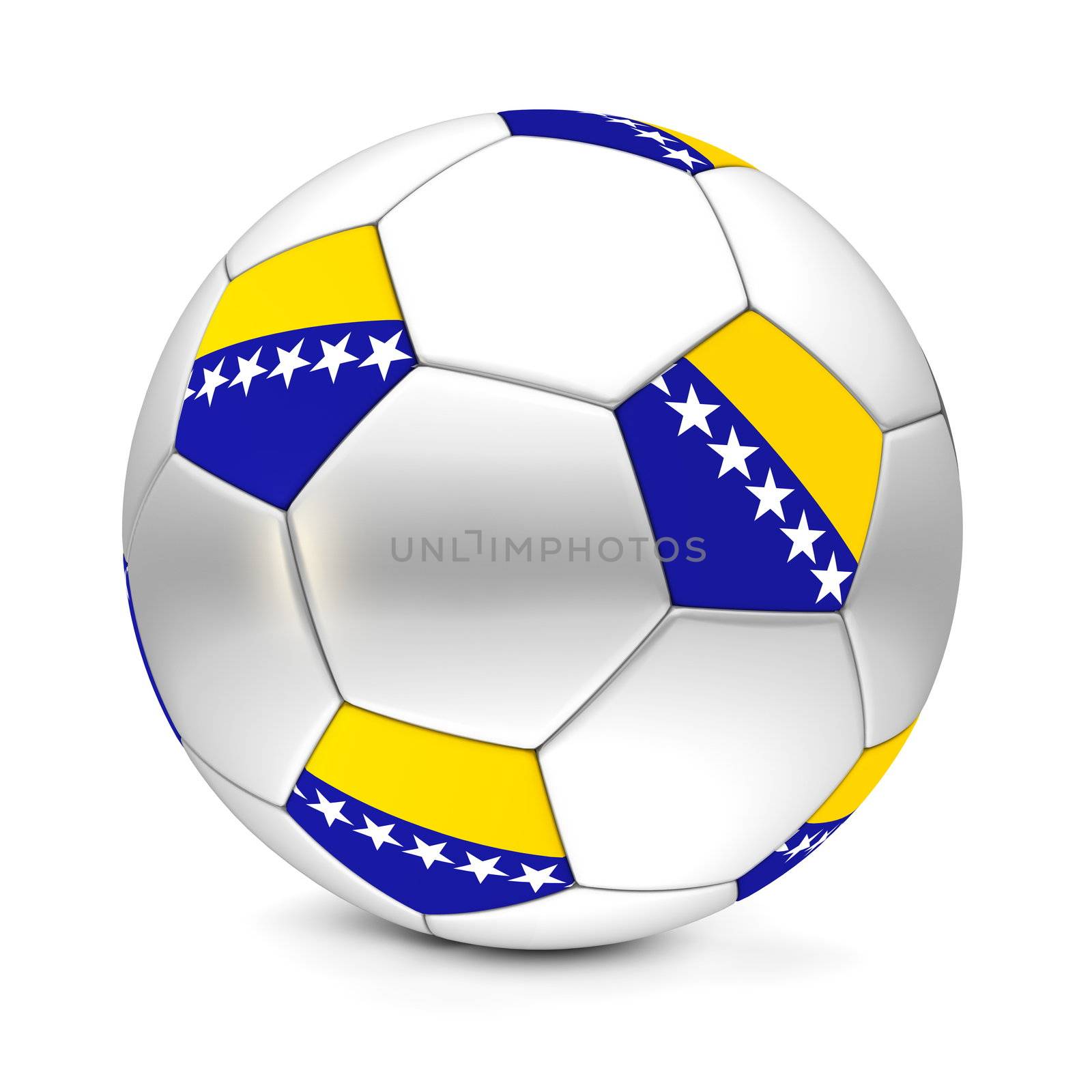 shiny football/soccer ball with the flag of Bosnia And Herzegovina on the pentagons