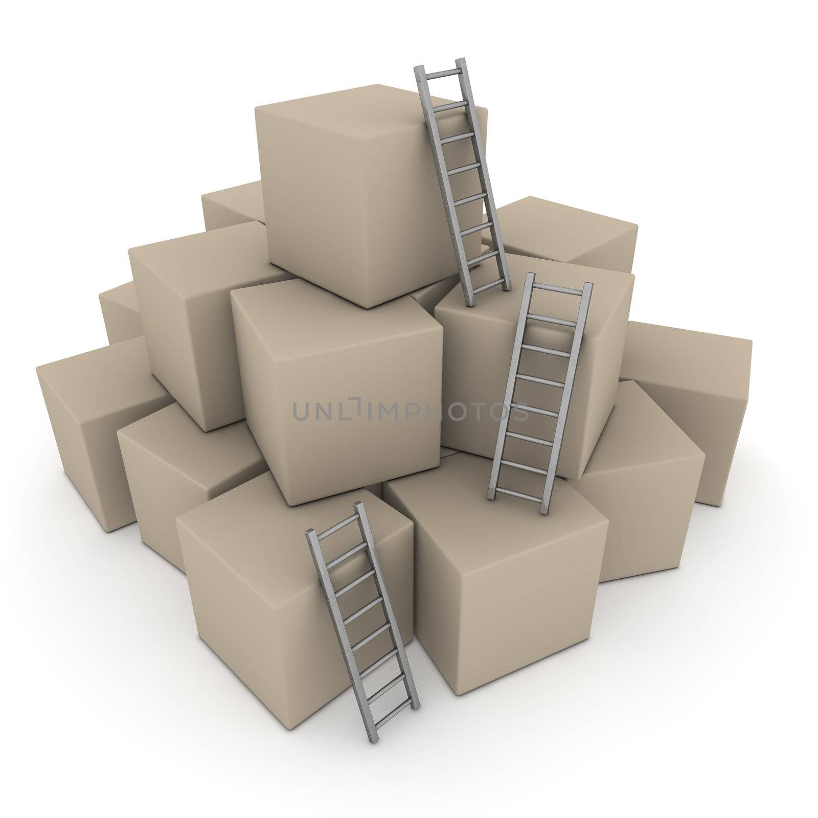 Batch of Boxes - Climb up with Glossy Grey Ladders by PixBox