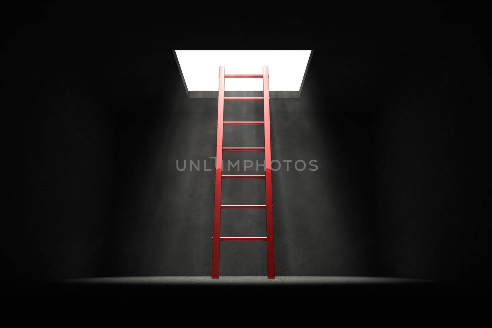 Exit the Dark - Red Ladder to the Light by PixBox