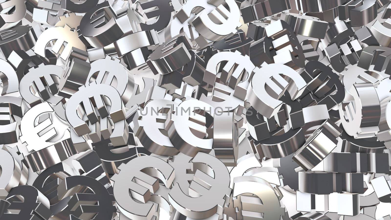 Silver Metallic Euro Currency Symbols by PixBox