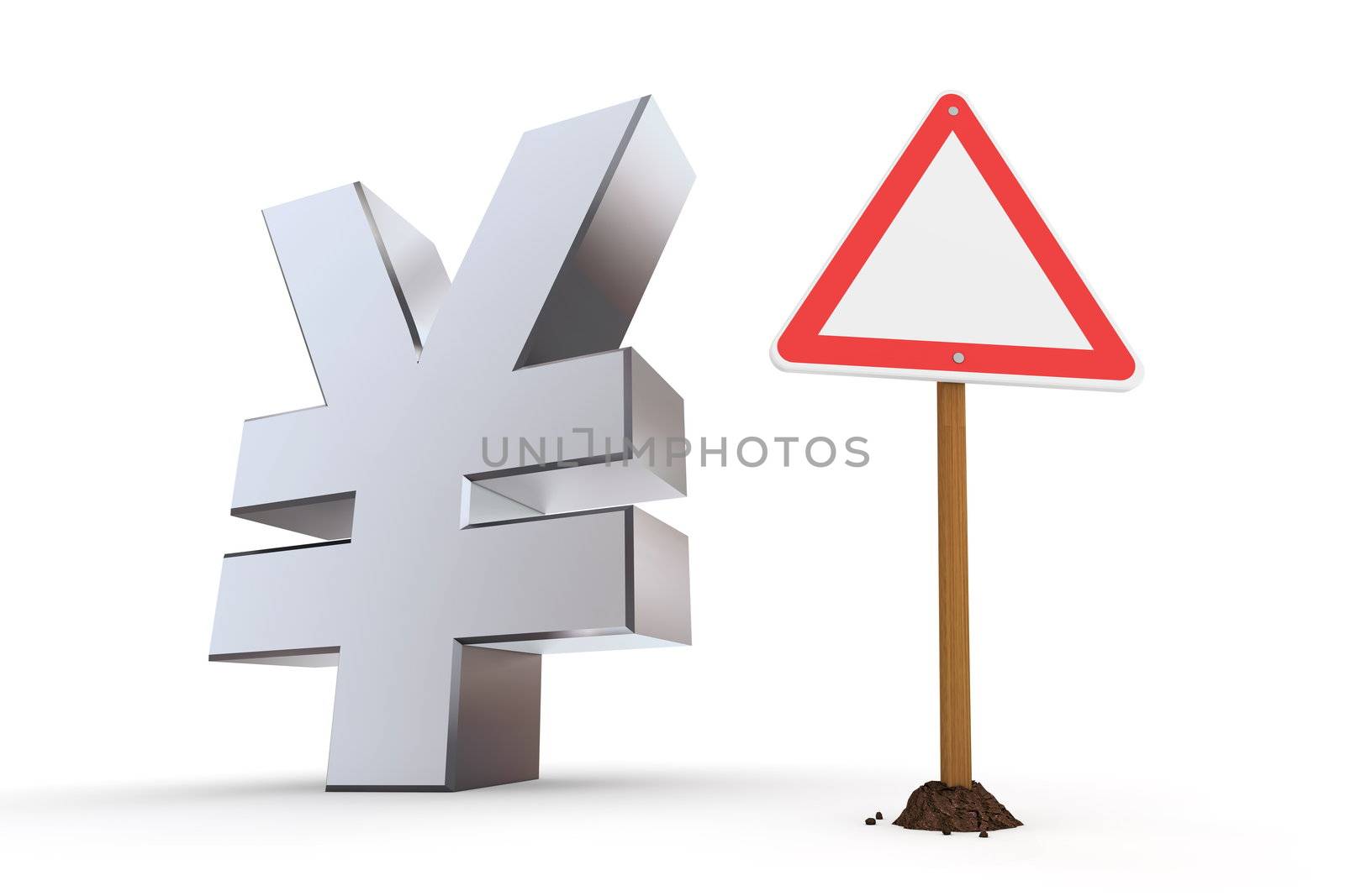 Yen with Triangular Warning Sign by PixBox