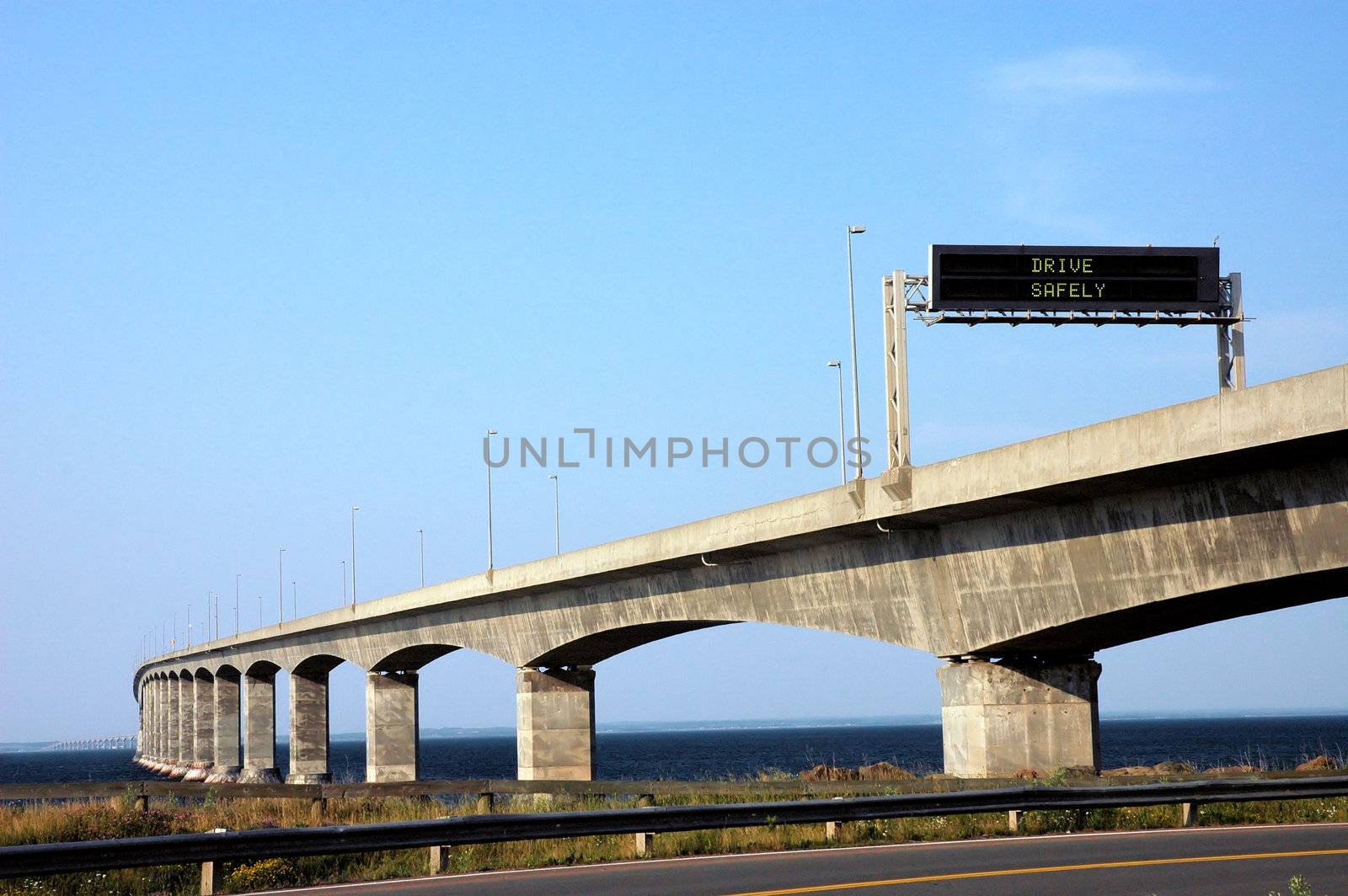 The Confederation Bridge, running from Prince Edward Island to New Brunswick.