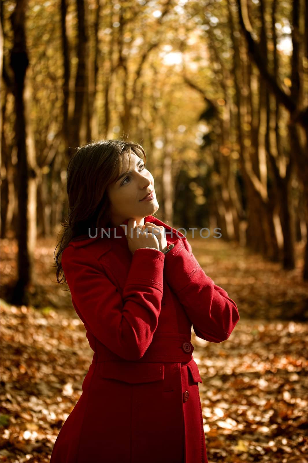 Portrait of a beautiful young woman thinking in something