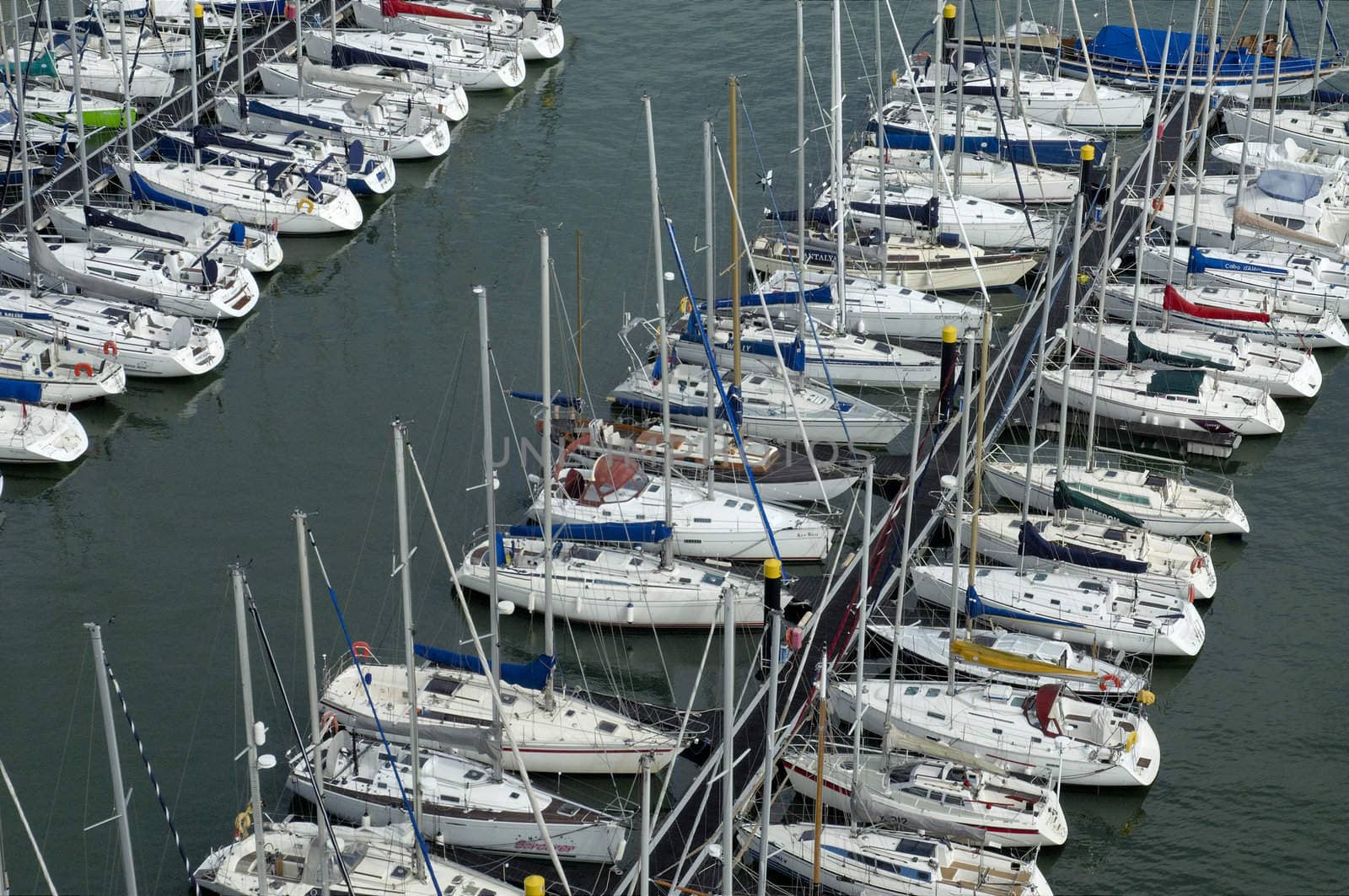 Aerial view of Belm marina at Lisbon