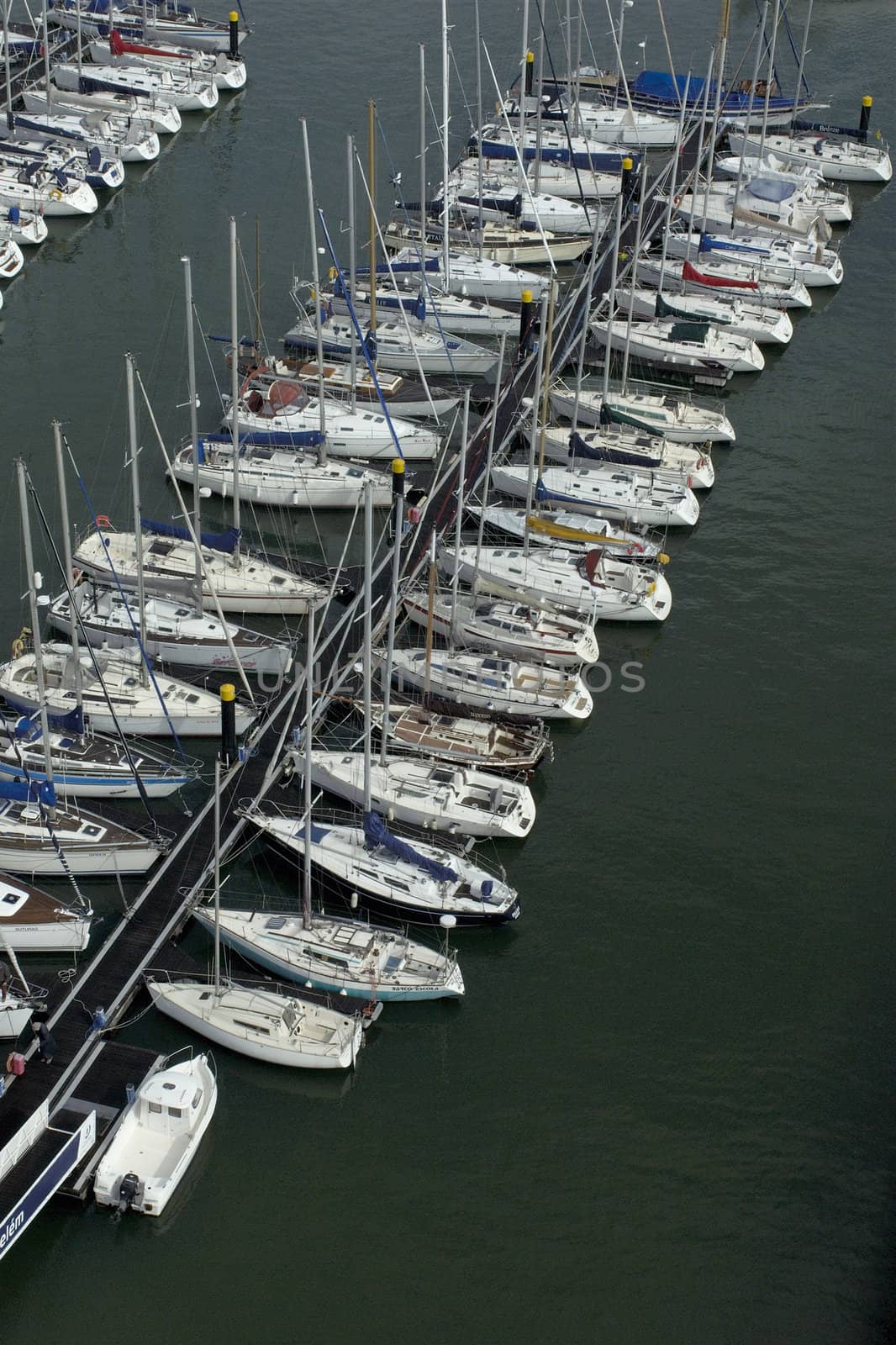 Aerial view of Belm marina at Lisbon