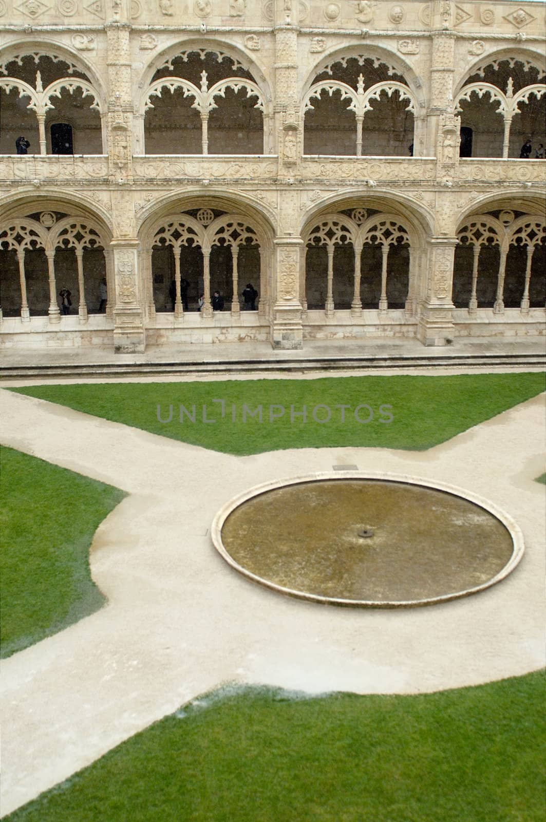 View of Jeronimos mosnastery cloister at Lisbon