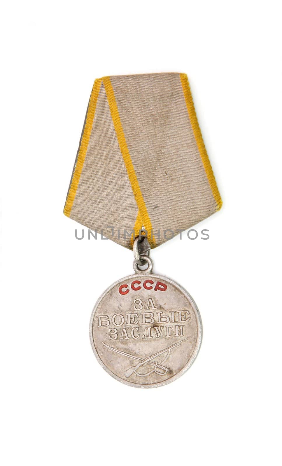 Old Soviet Medal for Combat Service on white background