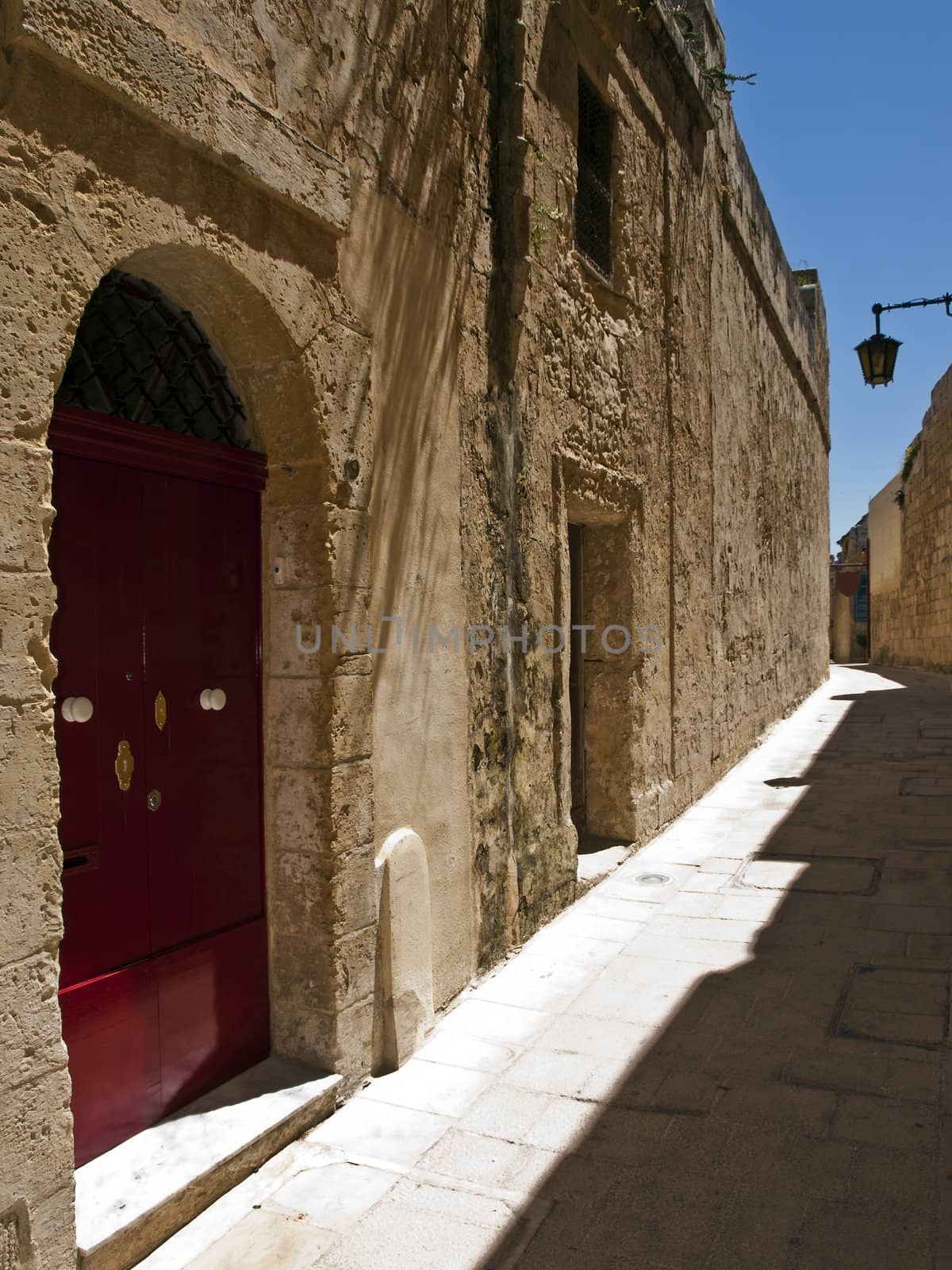Medieval home in one of the narrow streets in the city of Mdina in Malta