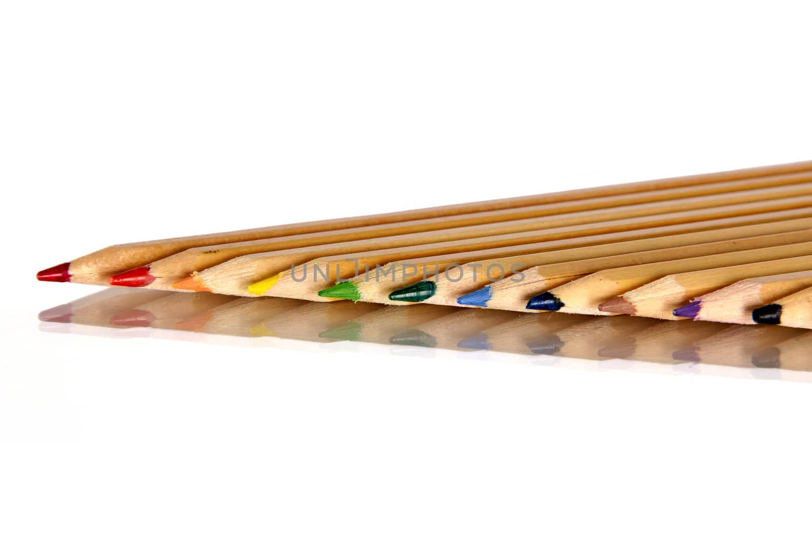 Colored pencils, on a white background