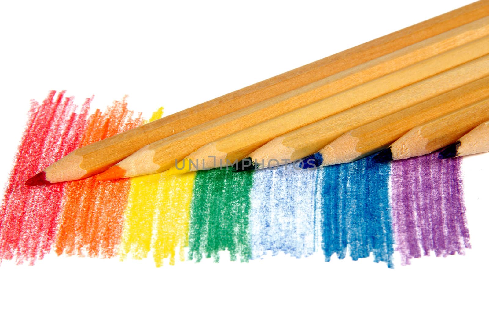 Colored pencils, on a white background