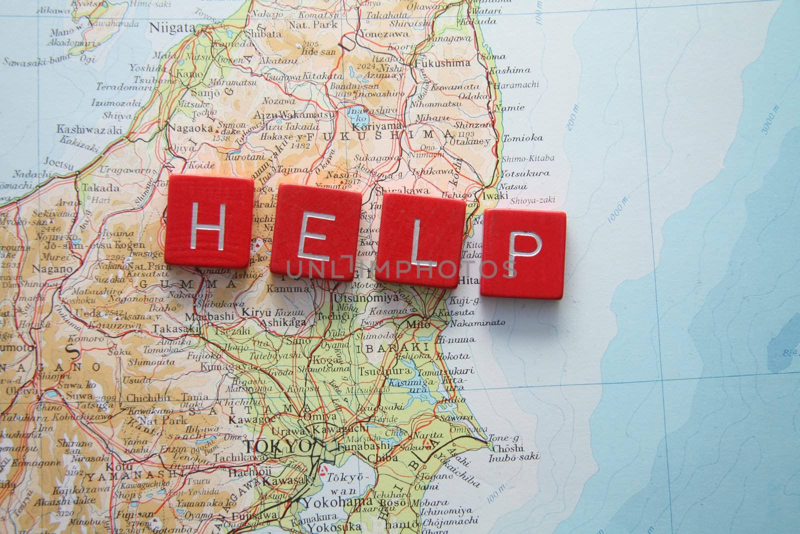Help Japan in red letters on map of Japan Dowload will be donated to Japan