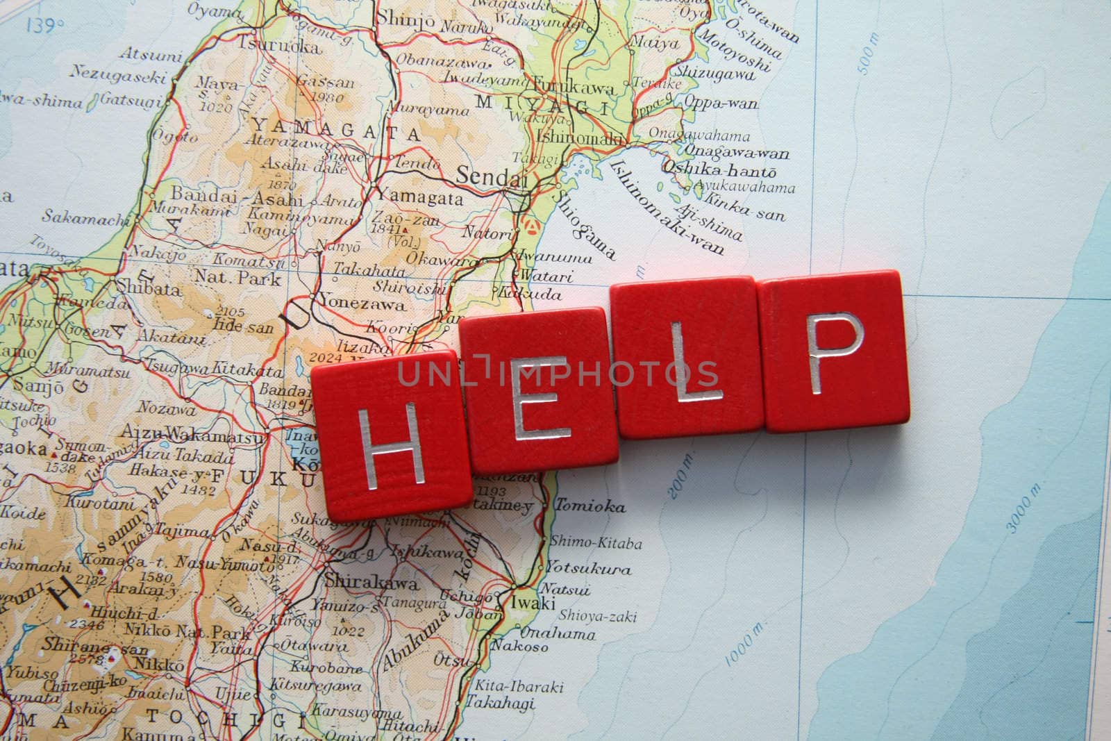 Help Japan in red letters on map of Japan Dowload will be donated to Japan