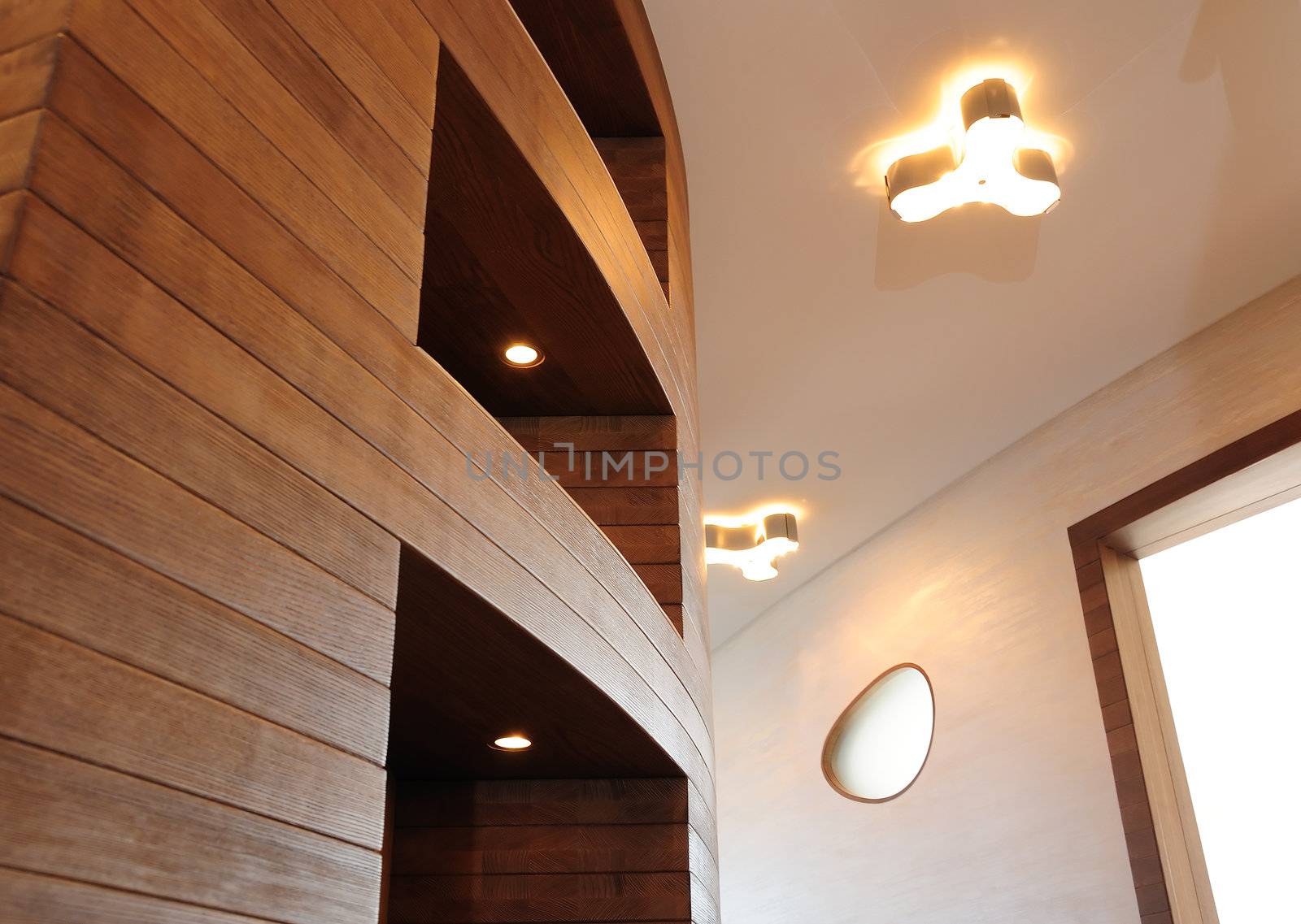 Wooden cabinet with light in the interior