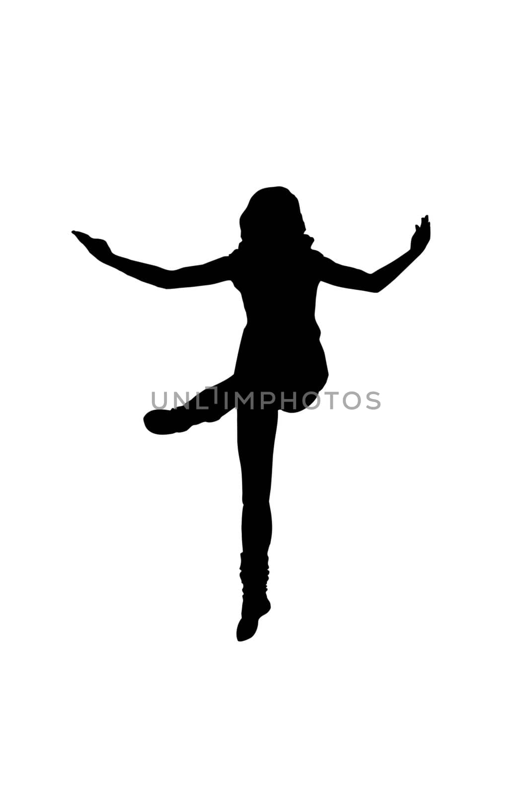 silhouette of a girl dancing on a white background by Apolonia