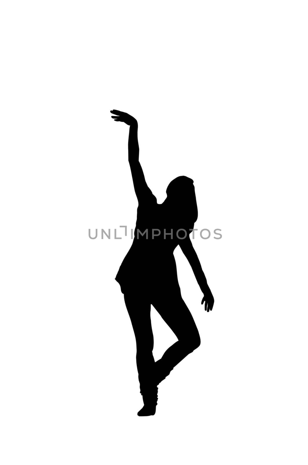 silhouette of a girl dancing on a white background by Apolonia