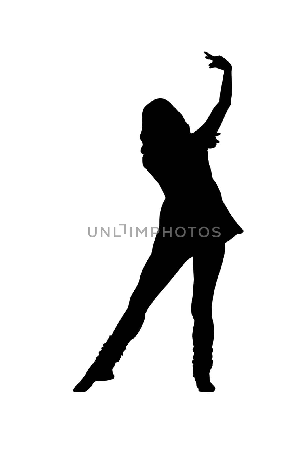 silhouette of a girl dancing on a white background by Apolonia