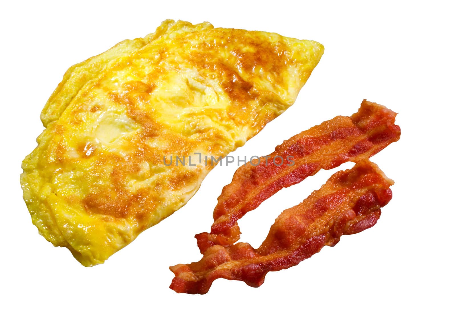 Bacon and egg isolated on white background