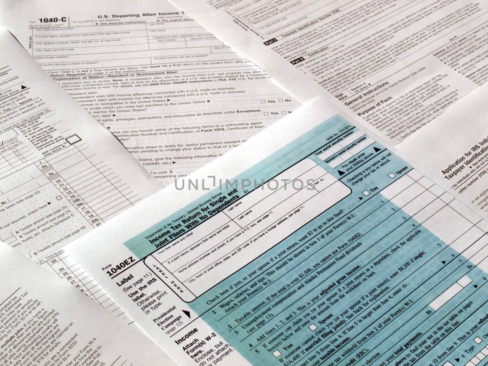 Range of various blank USA tax forms