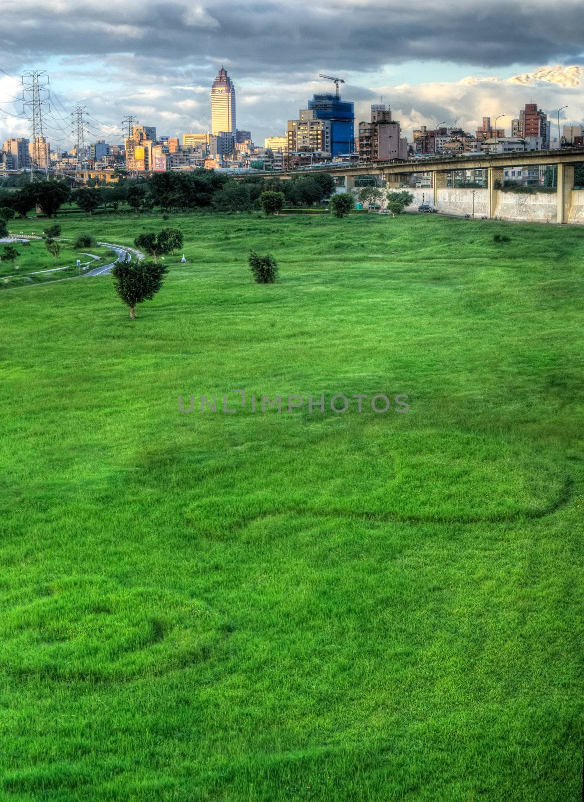 It is a big grassland with city.