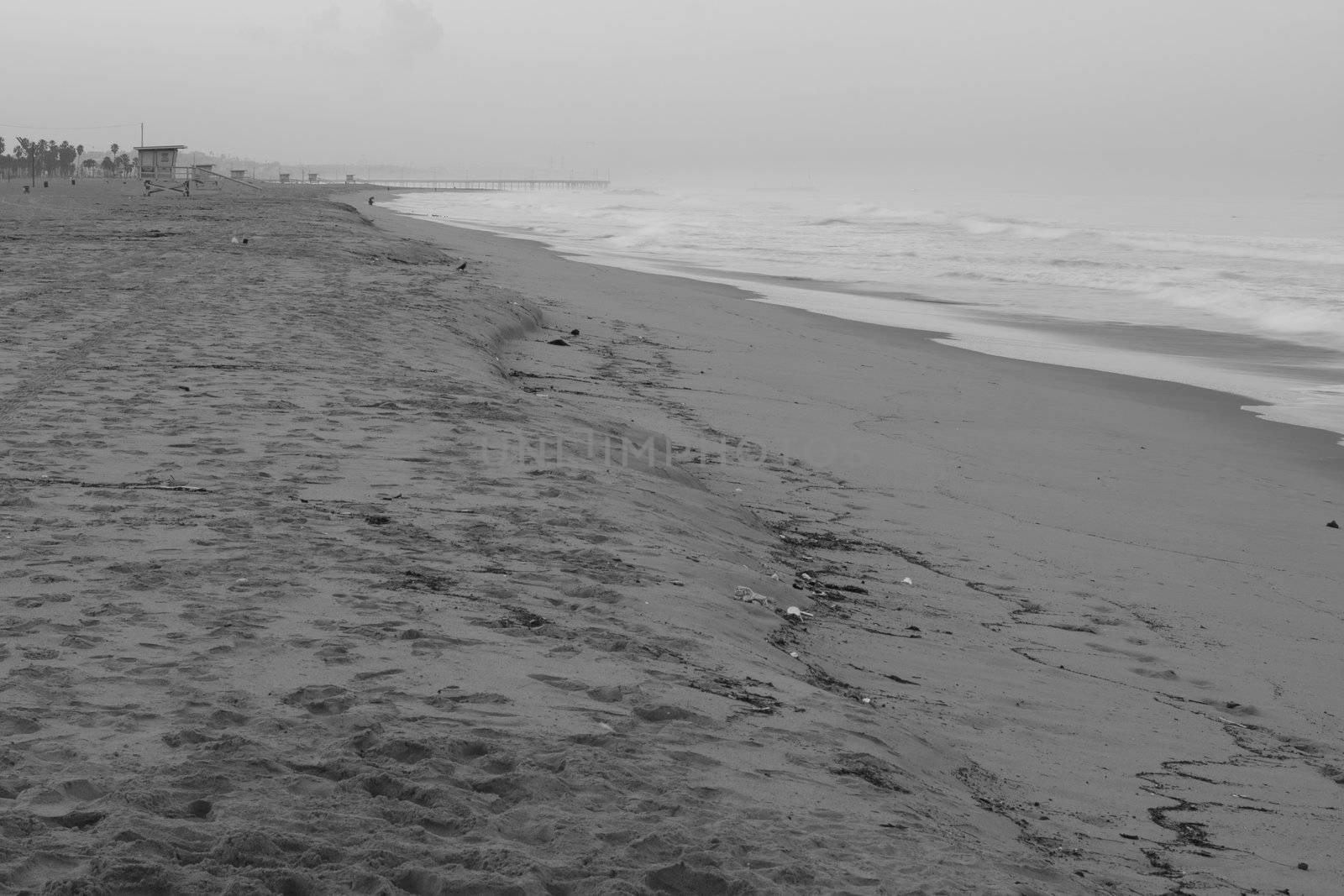 The Pacific coast line early in the morning with some over casting.