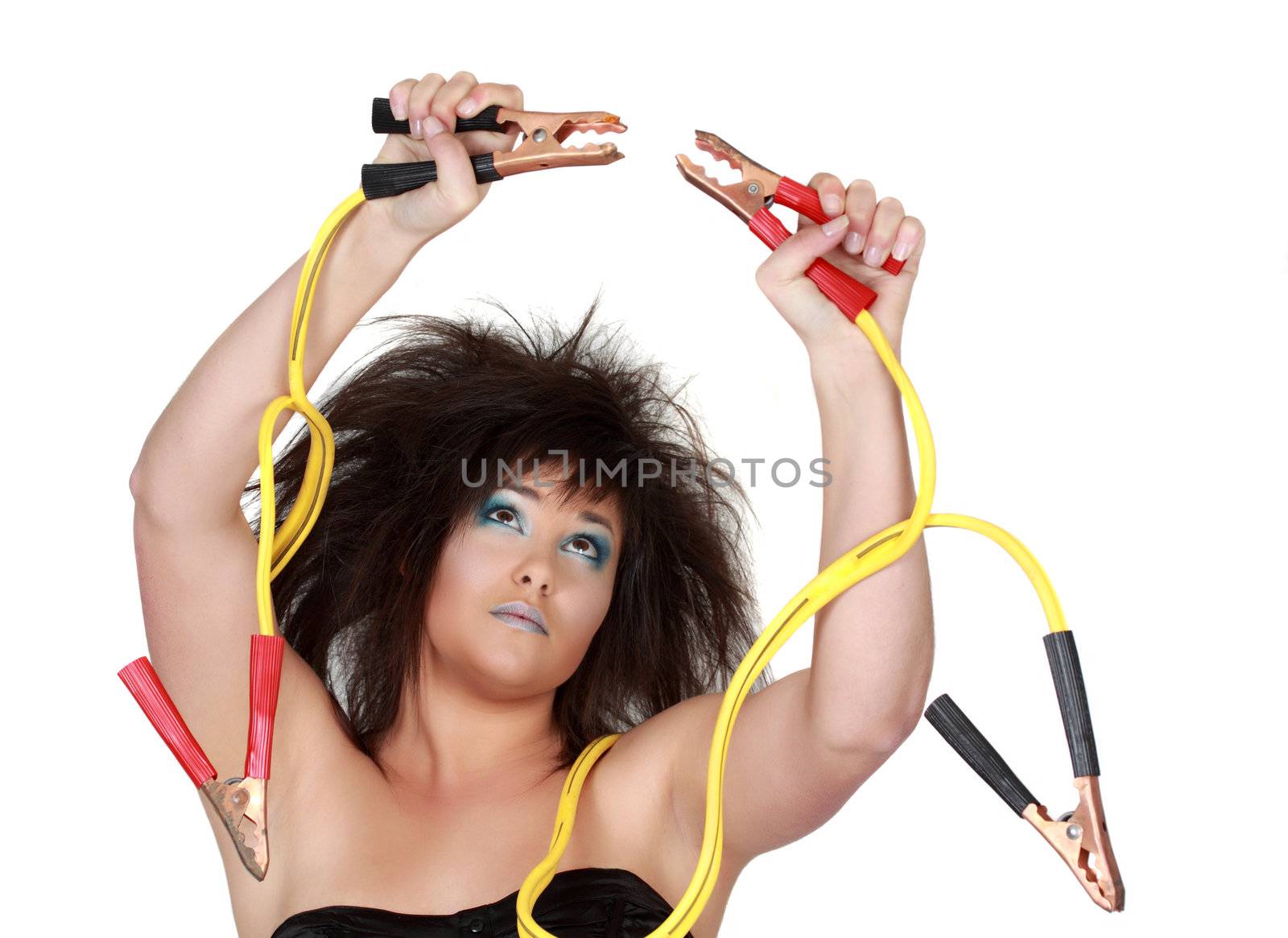 girl with jumper cables by lanalanglois