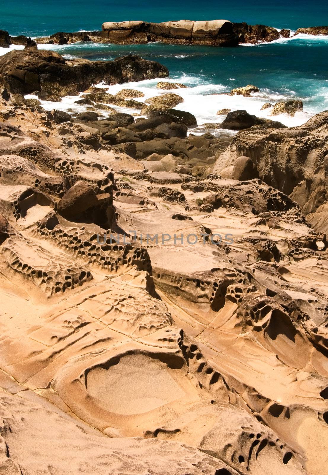 It is beautiful sandstone erosion coastline in Kenting of Taiwan.