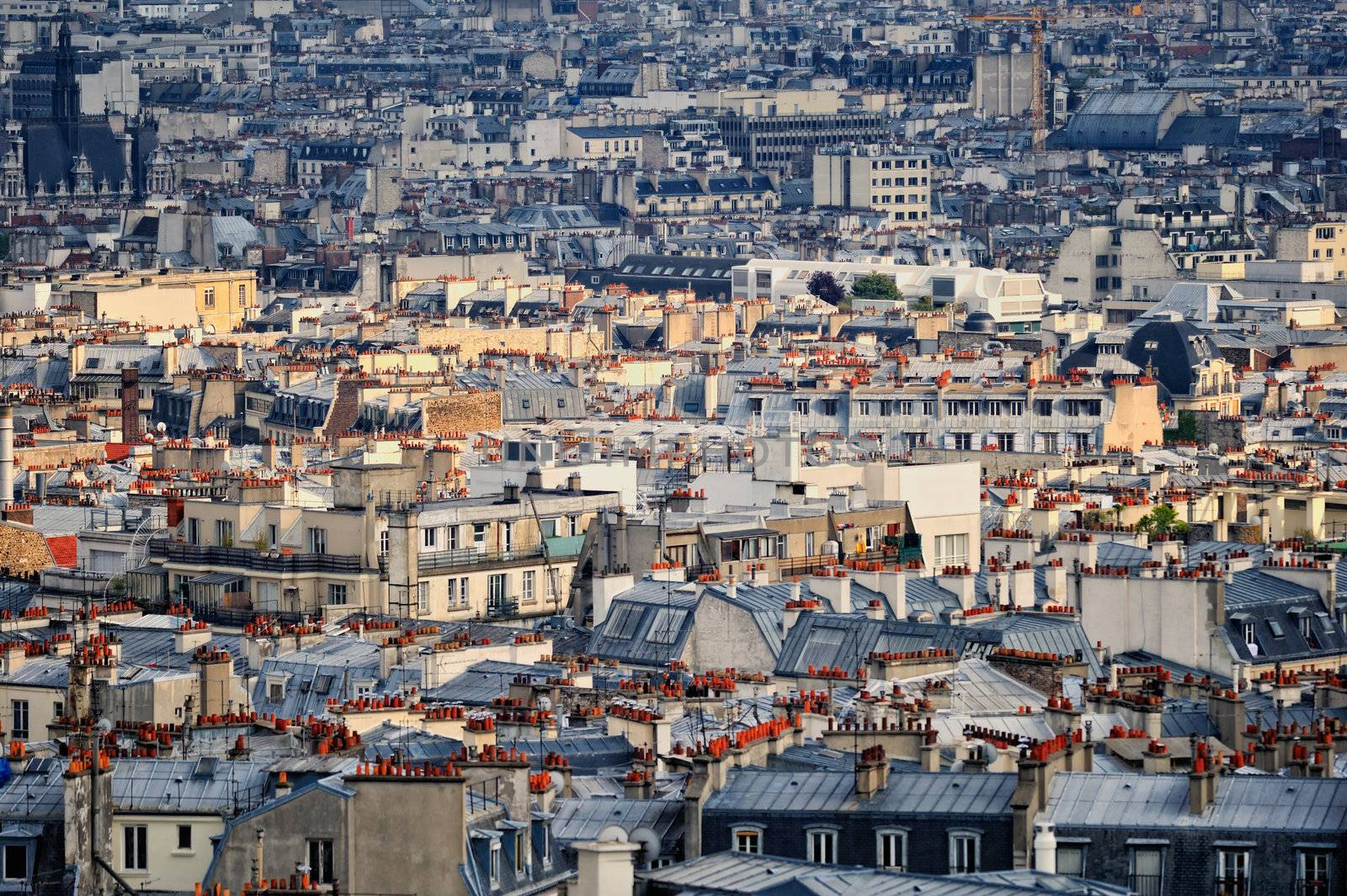 Panoramic view residential quarter of Montmartre in Paris. France