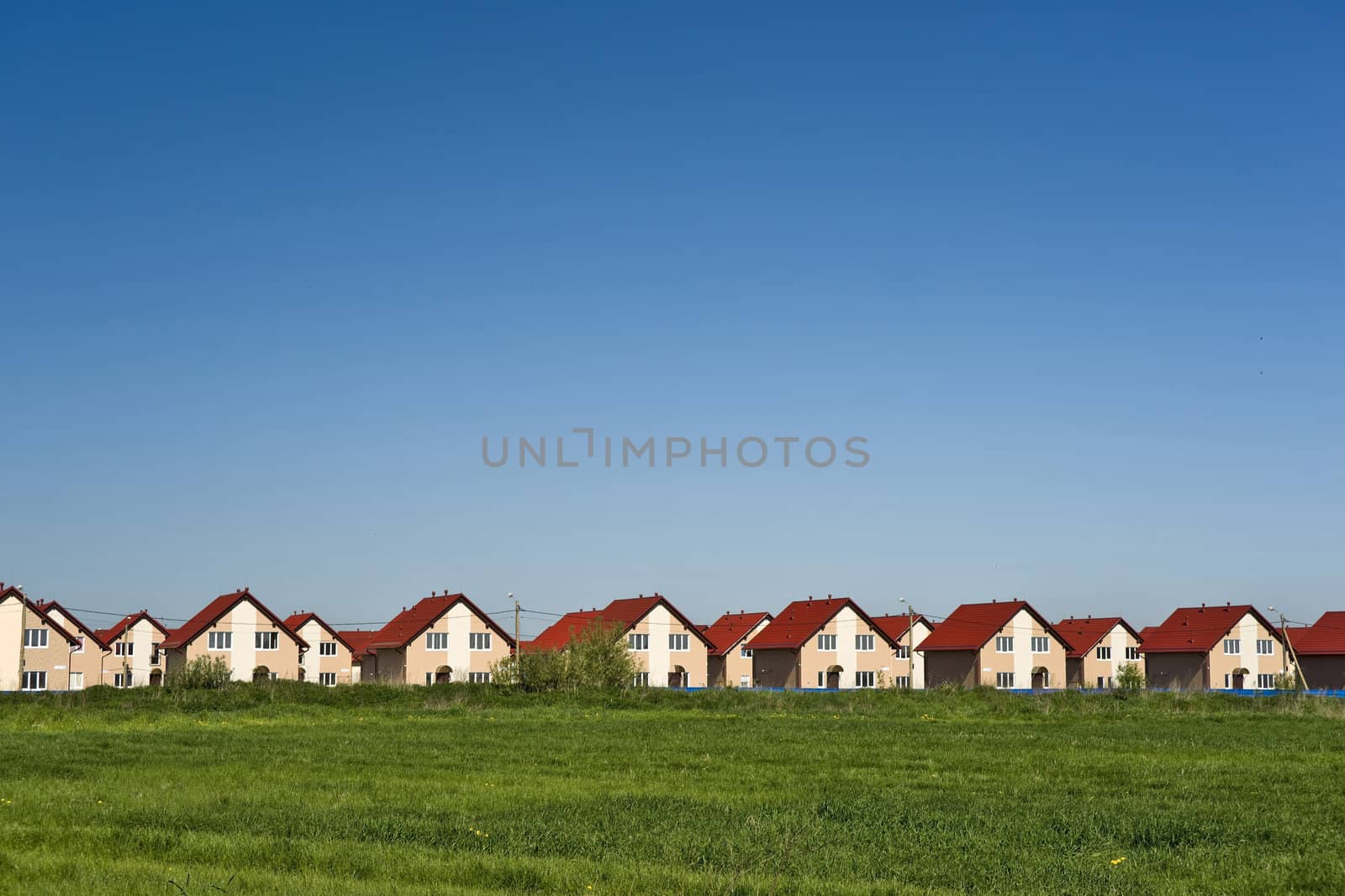 New cottages and blue sky by mulden