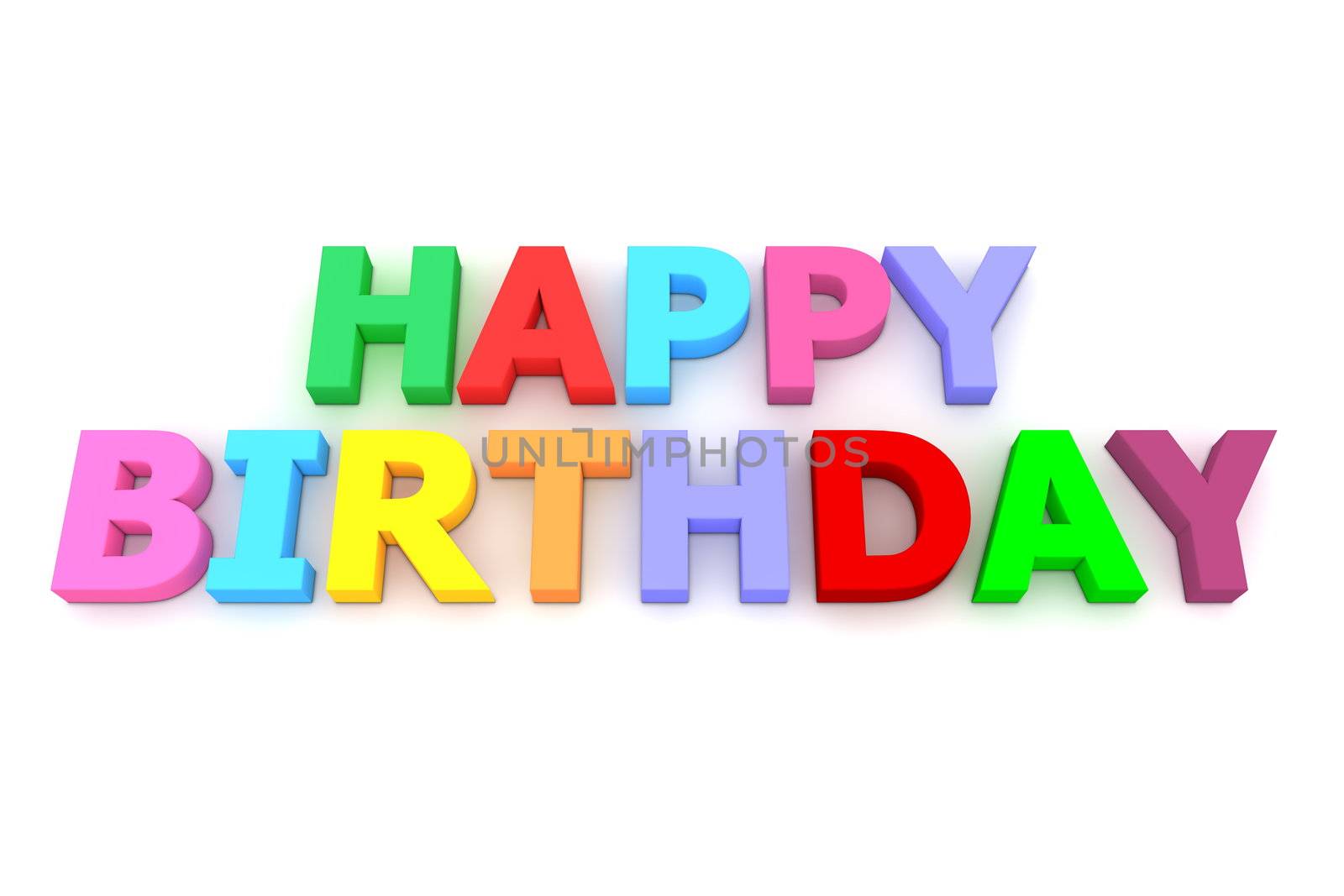 multicoloured letters Happy Birthday on white background