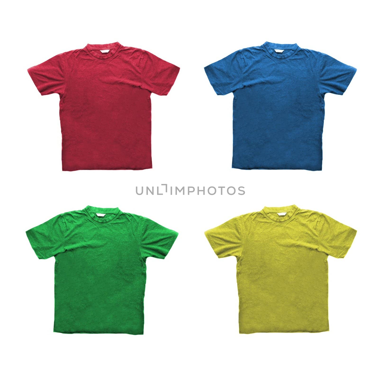 Four generic t-shirts in different colors