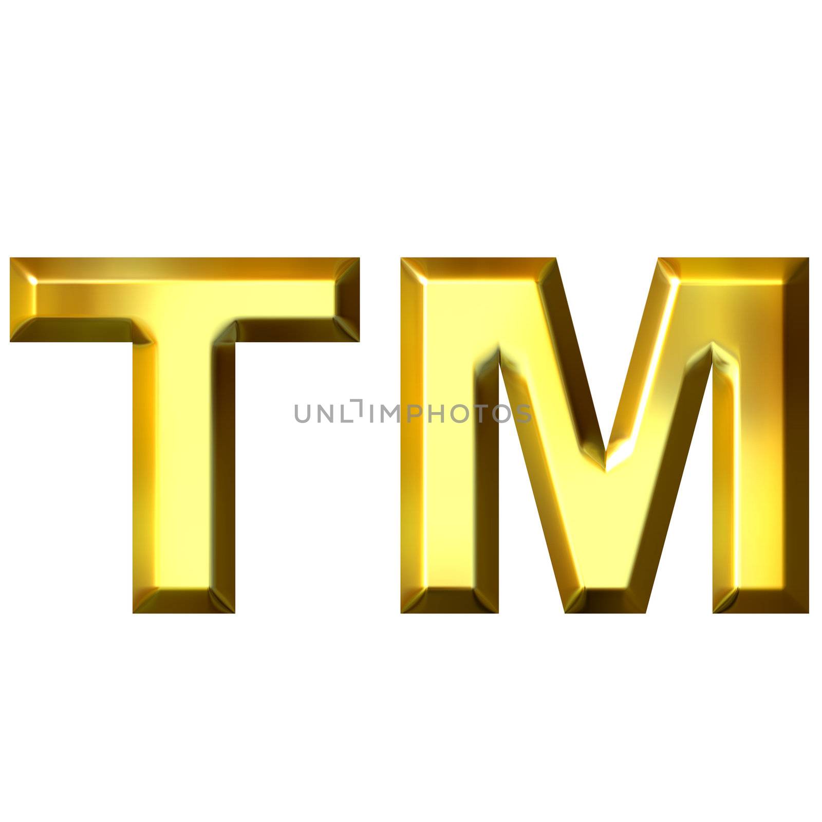 3d golden trademark symbol isolated in white