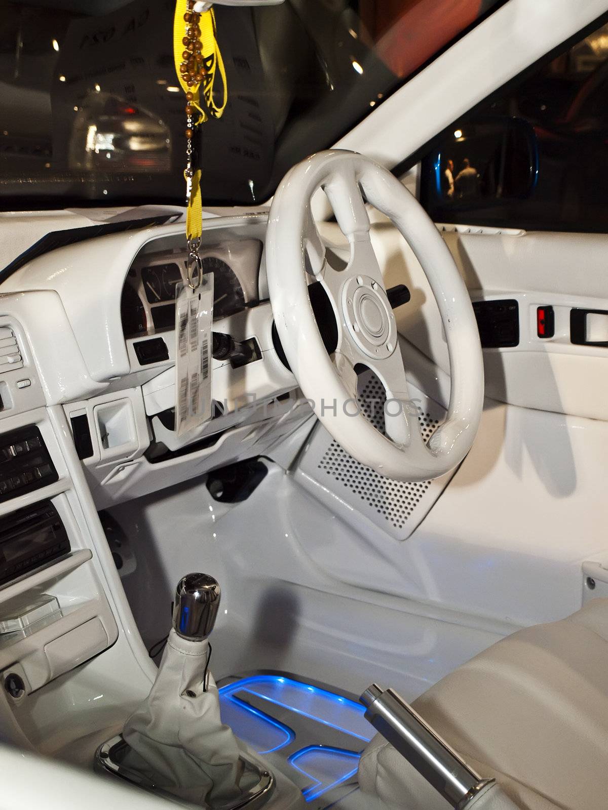 Interior of a modified car during a carshow in Malta