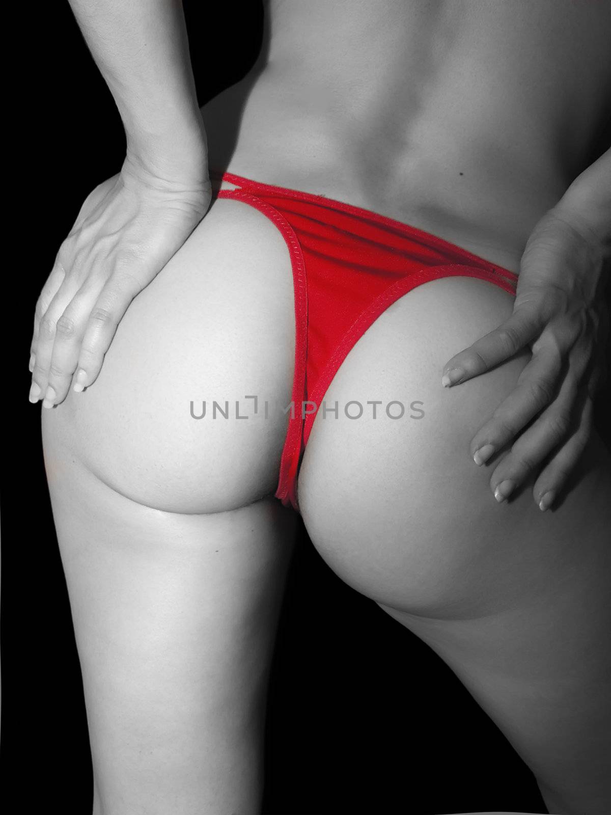 Female model showing off beautiful rear curves