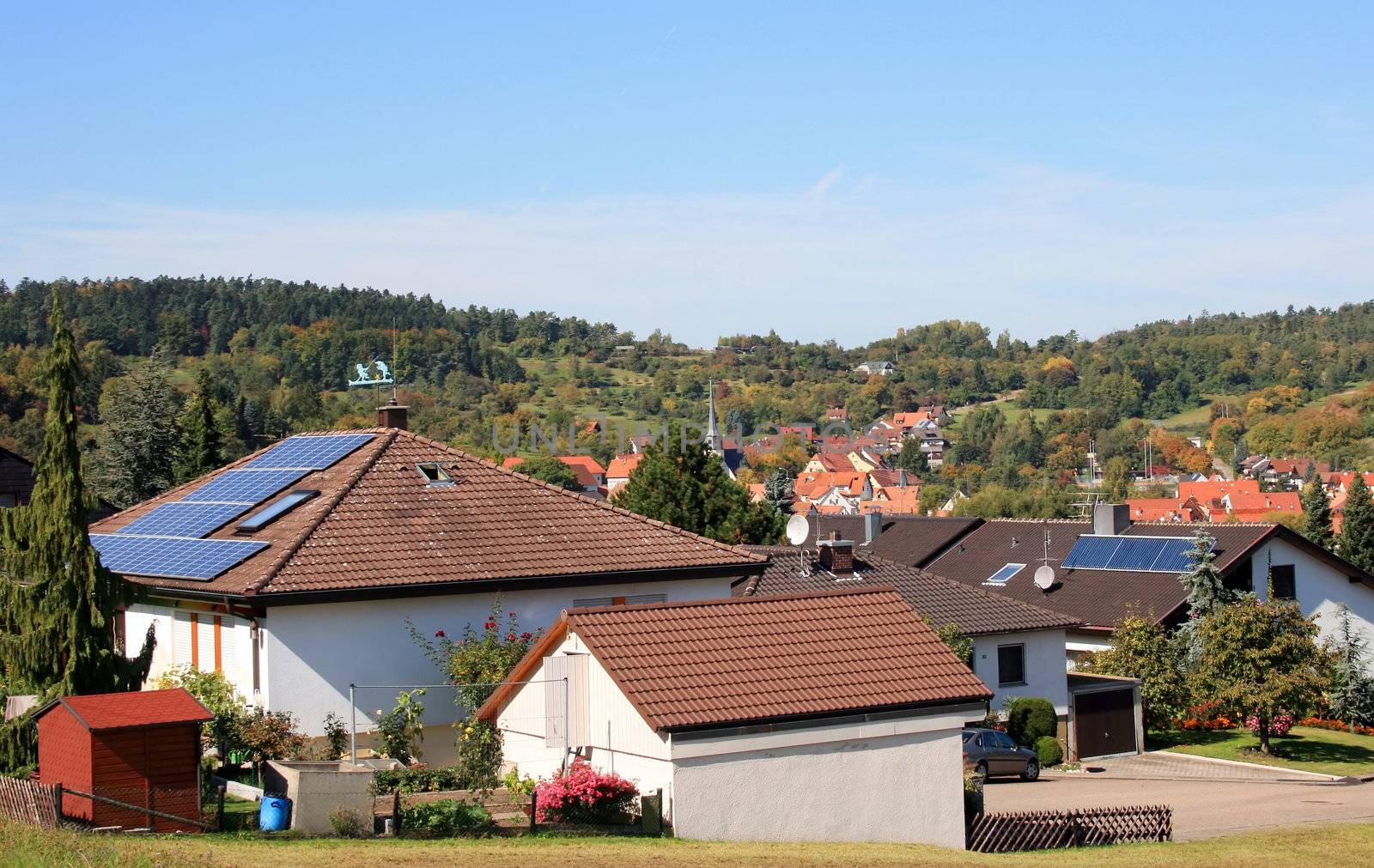 This Image shows buildings with solar panel