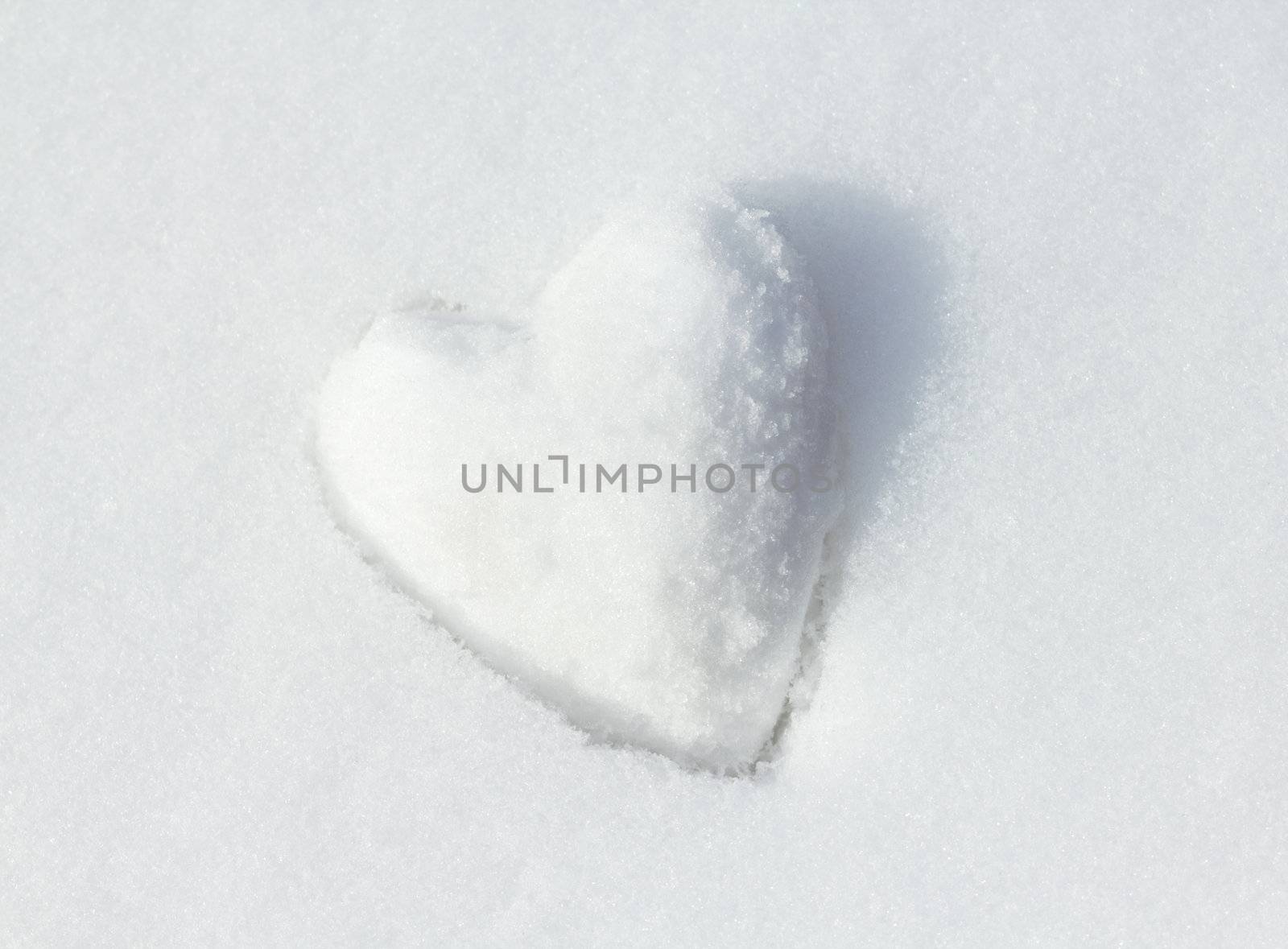 Snow Heart. Shallow depth of field.