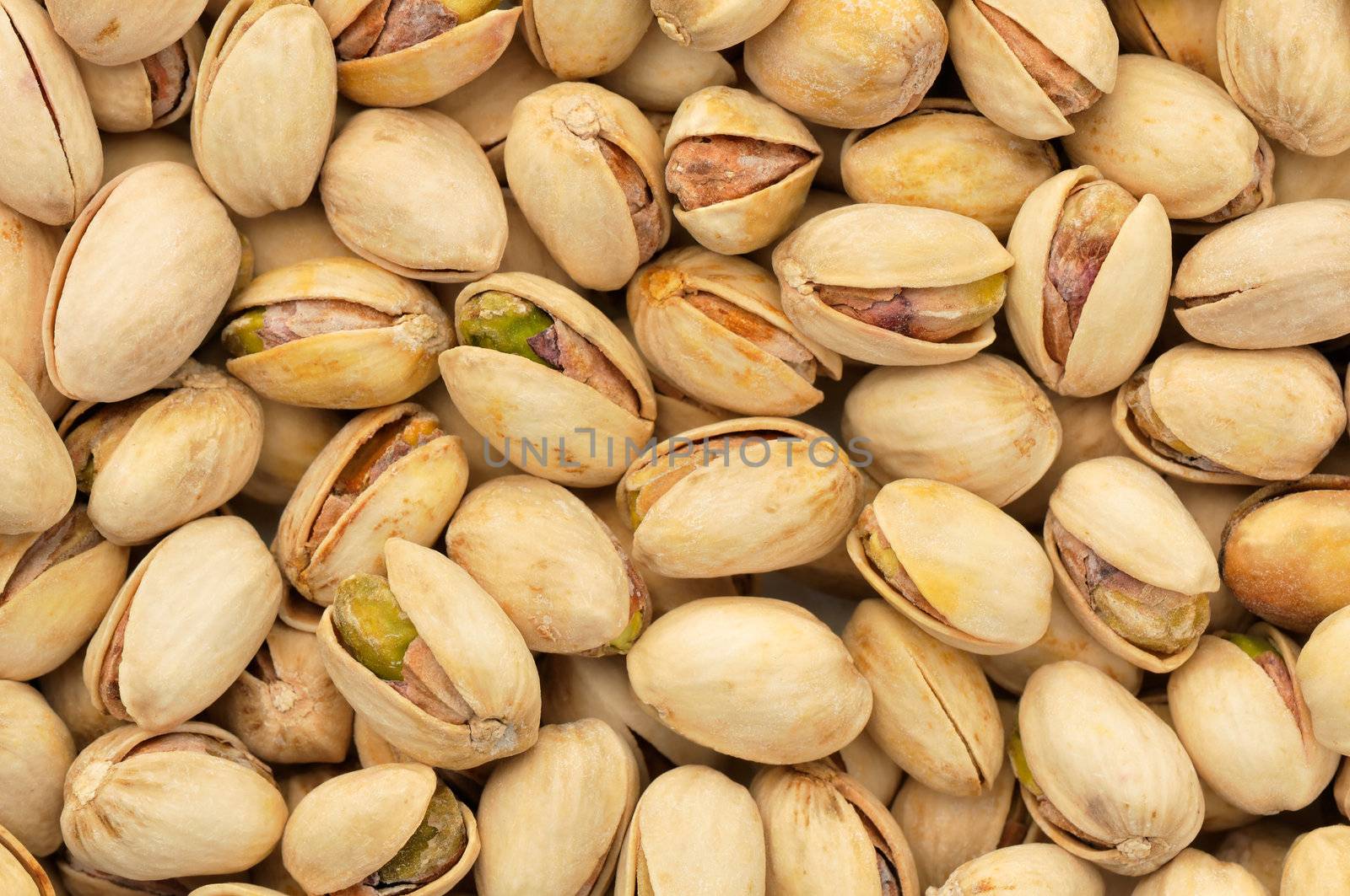 top view of roasted pistachios in natural light