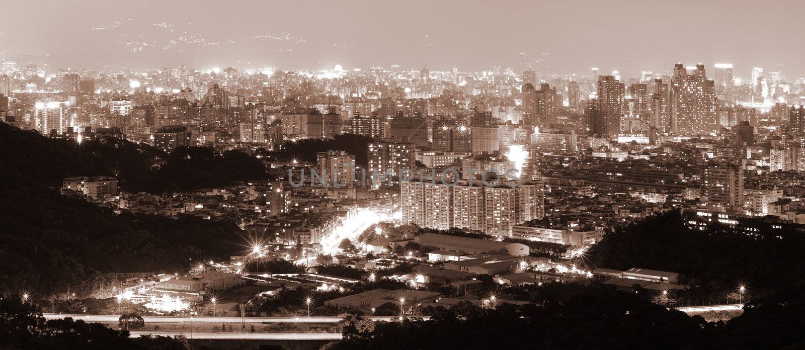 It is a beautiful city night in Taipei of Taiwan.