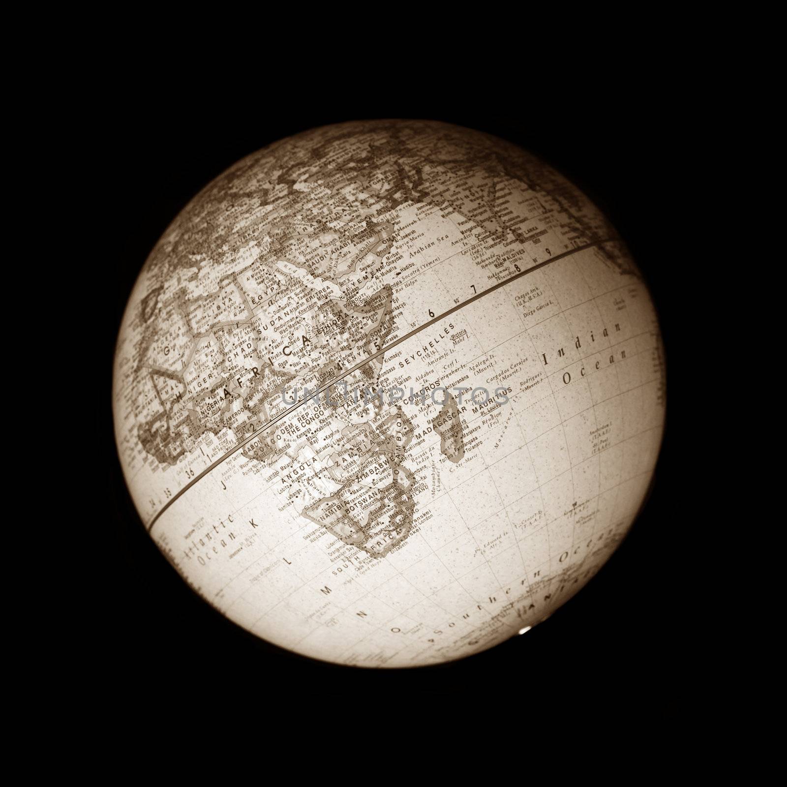 Isolated earth globe on black background