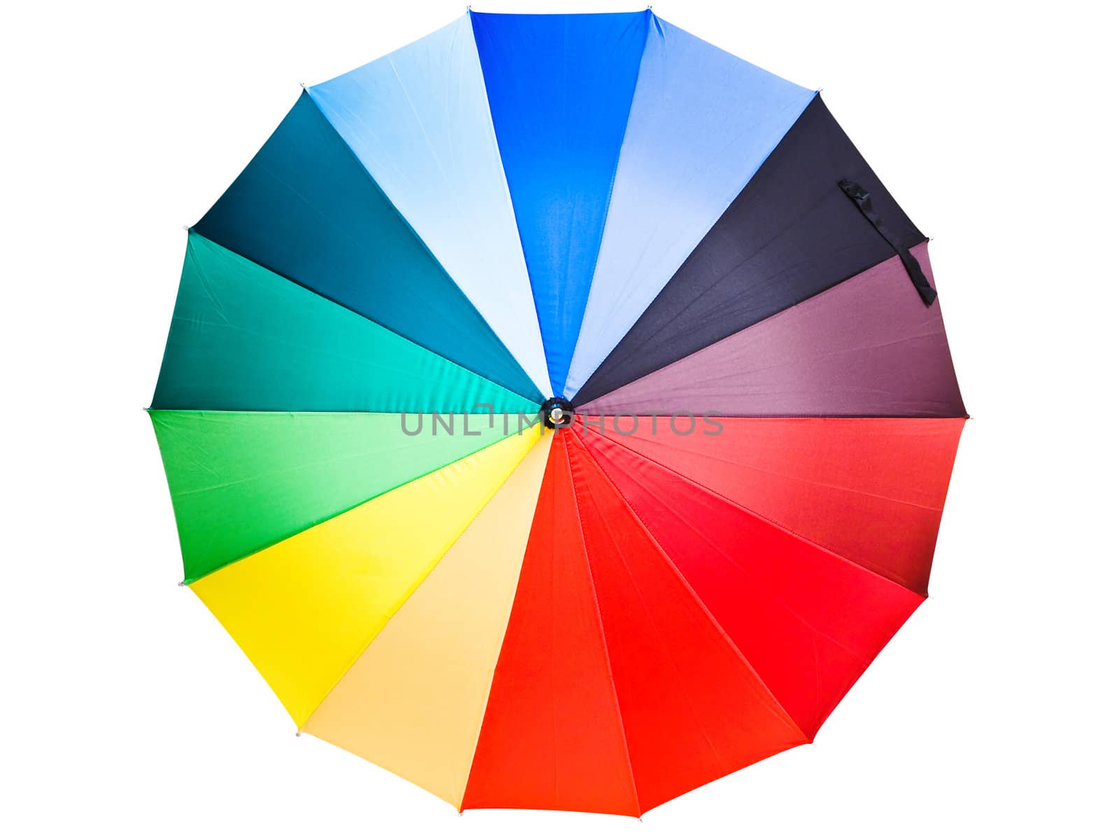 multicolored umbrella against the white background