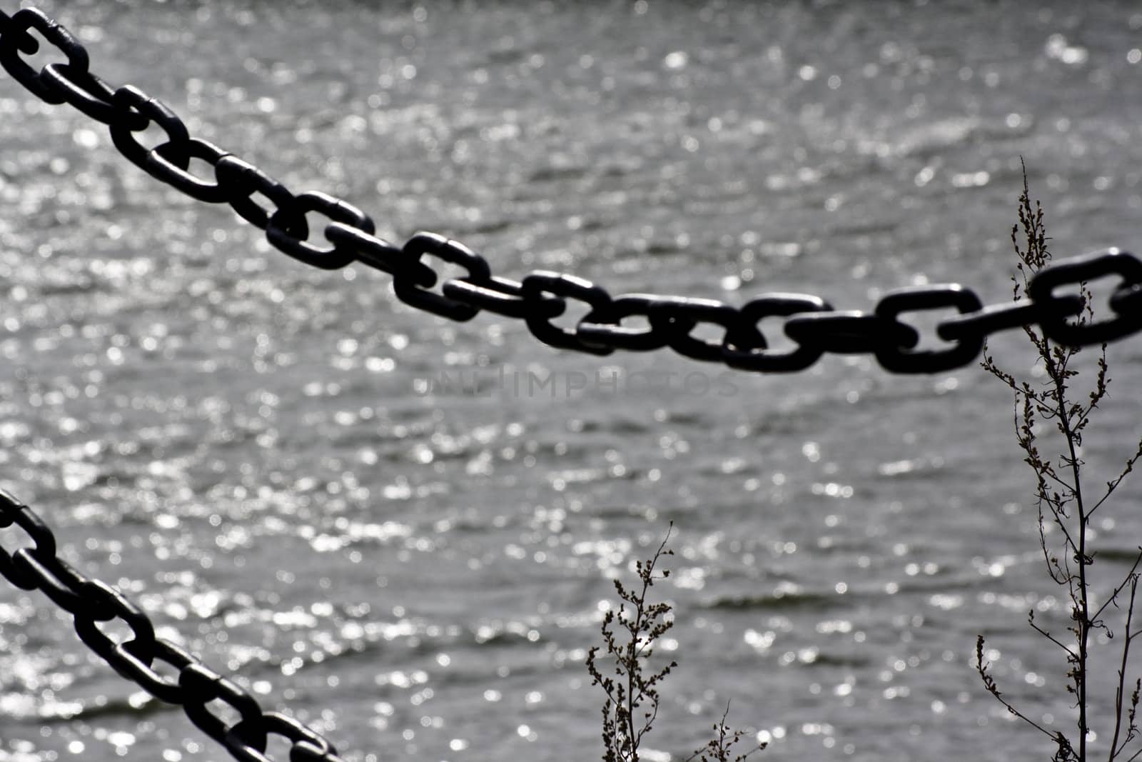 chains in front of a sea