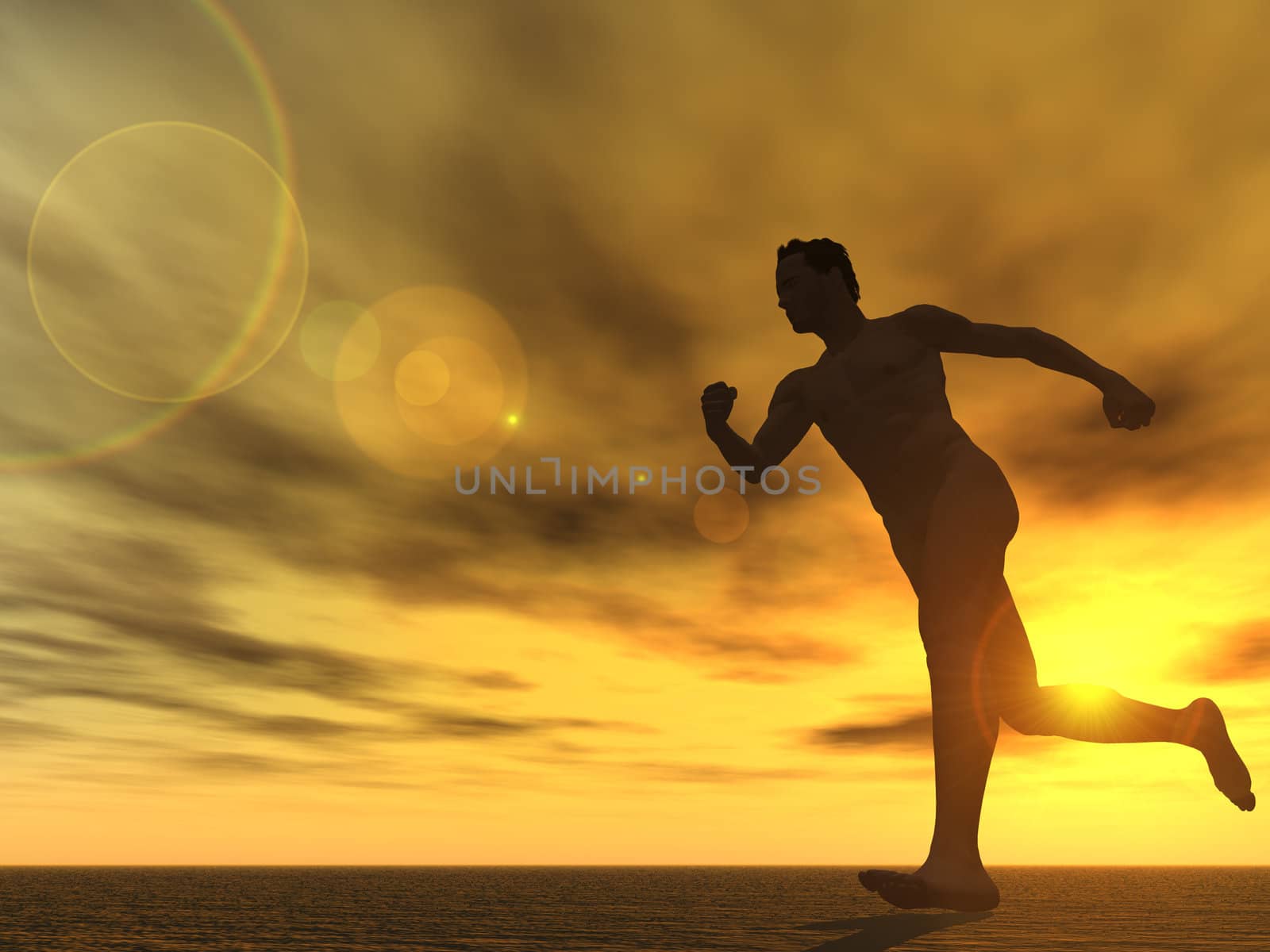 runner in the sunset - 3d illustration