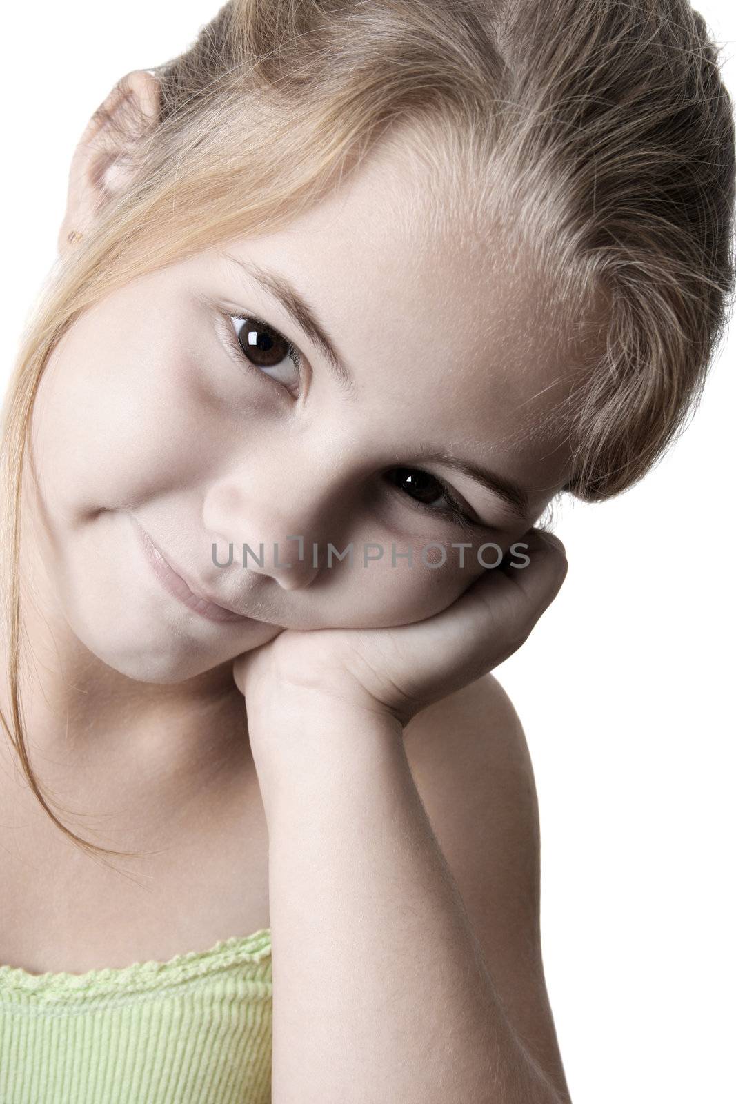 Young girl thinking about something