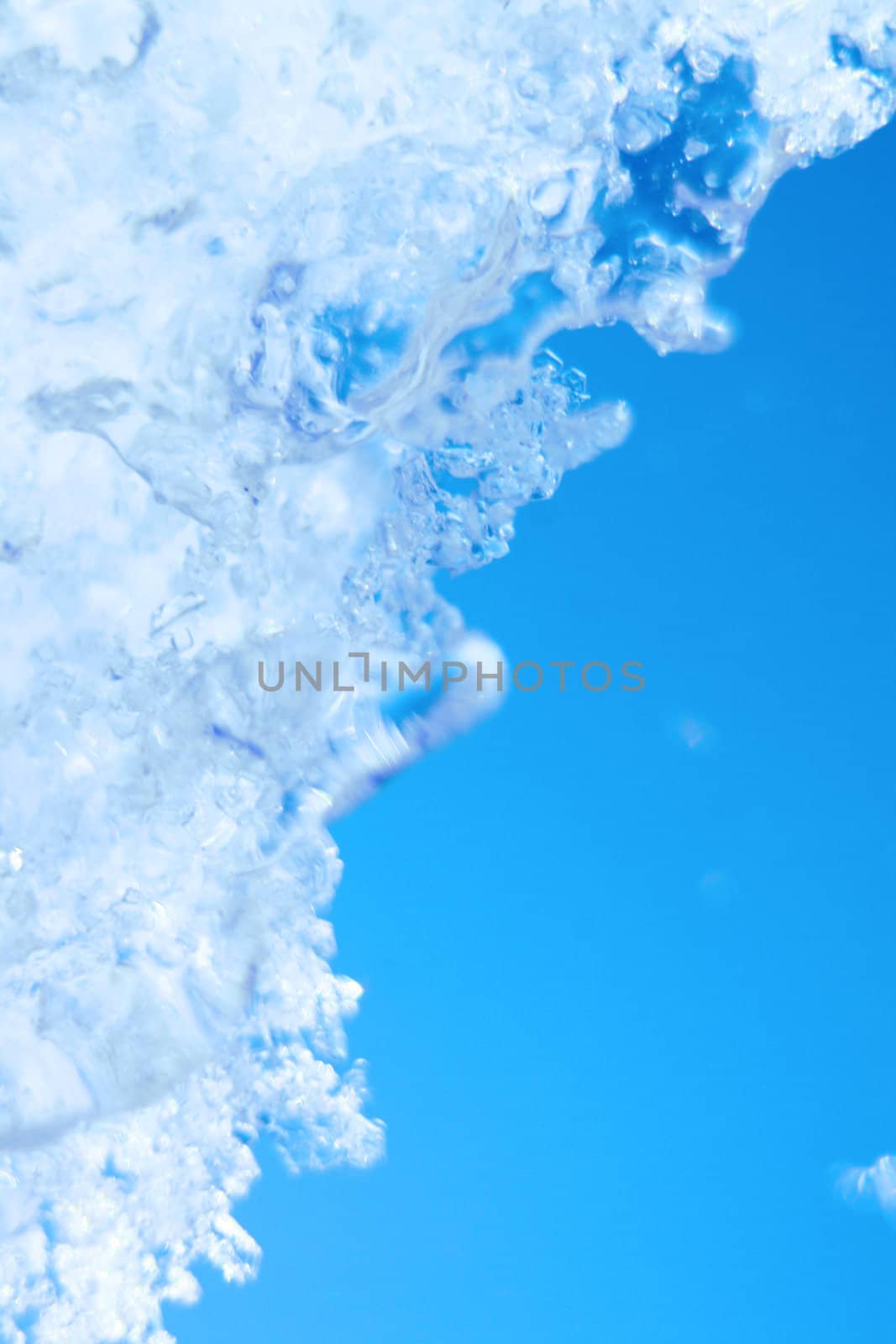 frozen water drops with blue background